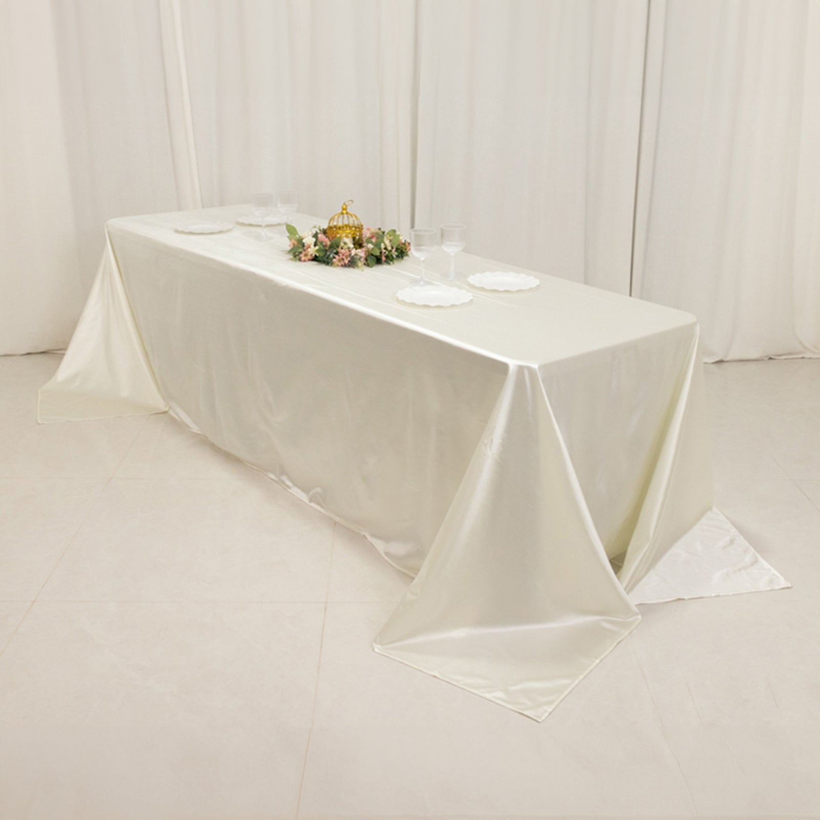 Hot Deal! Premium Shimmering Pearl White Scuba Tablecloth - Wrinkle & Stain Free
