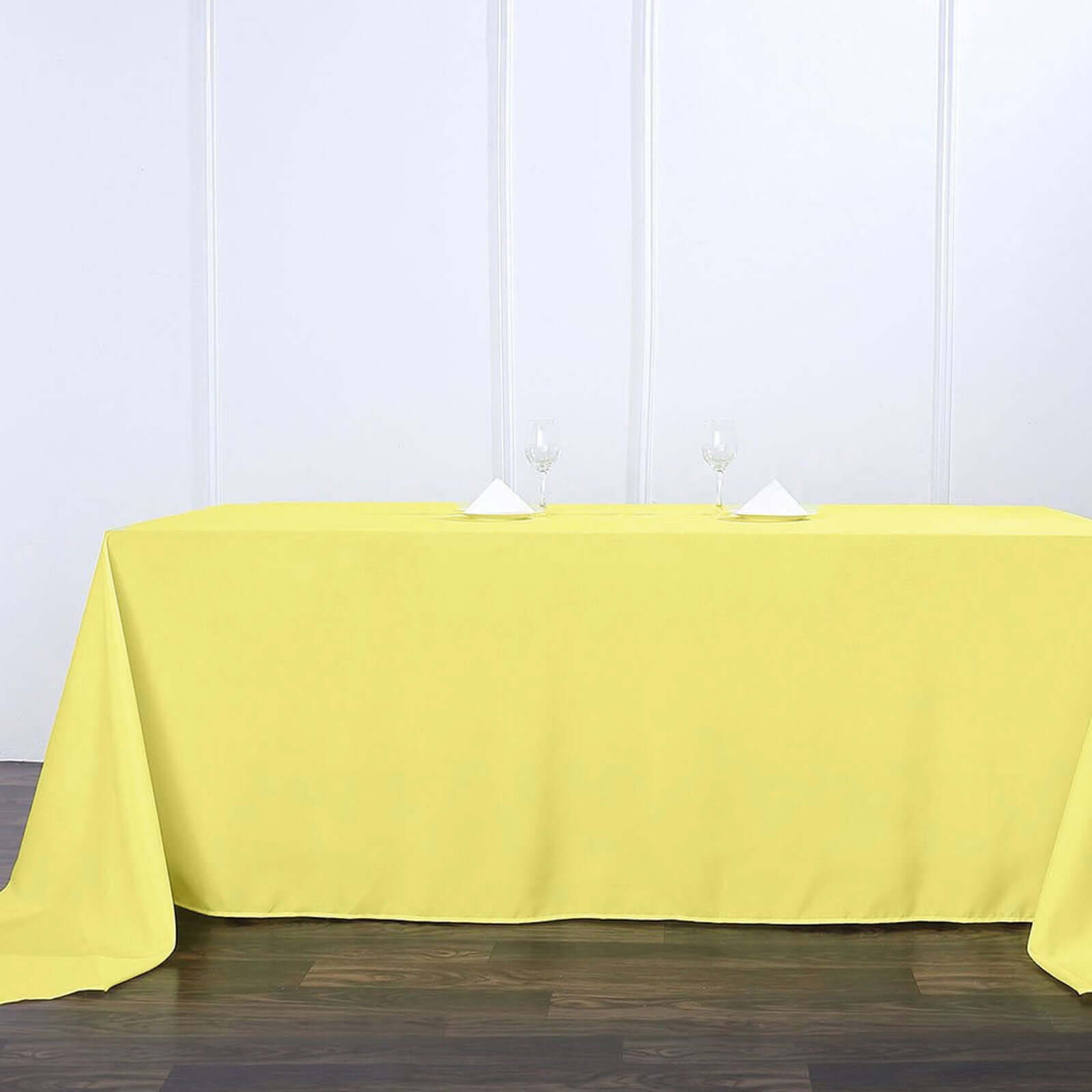 Yellow Seamless Wrinkle-Resistant 90x156 Polyester Rectangle Tablecloth - Ideal for Events