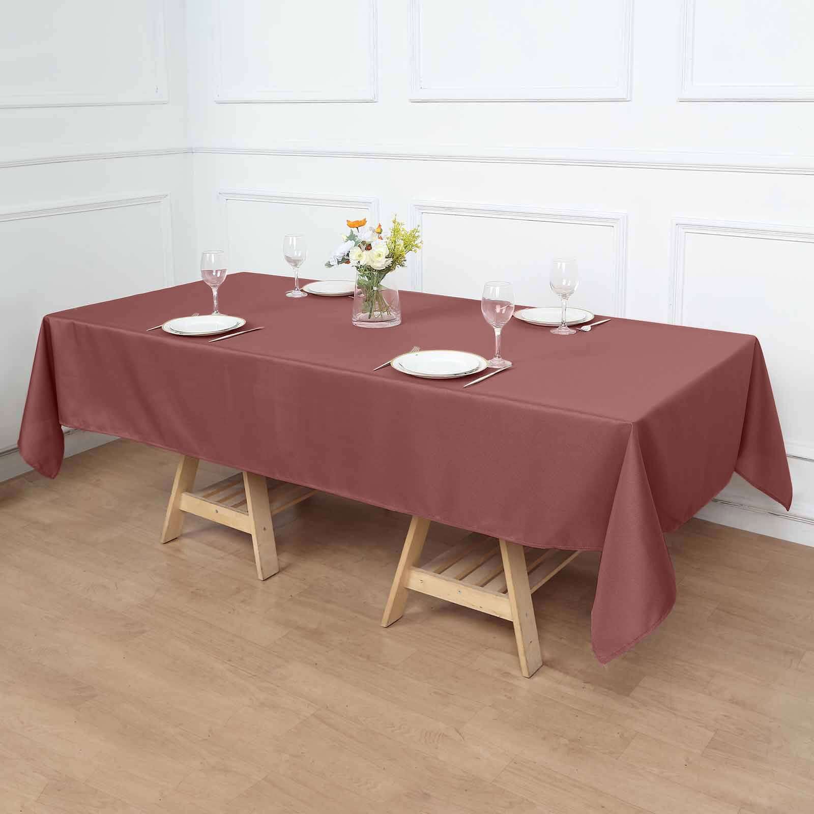 Stylish & Durable 60x102 Polyester Cinnamon Rose Rectangle Tablecloth