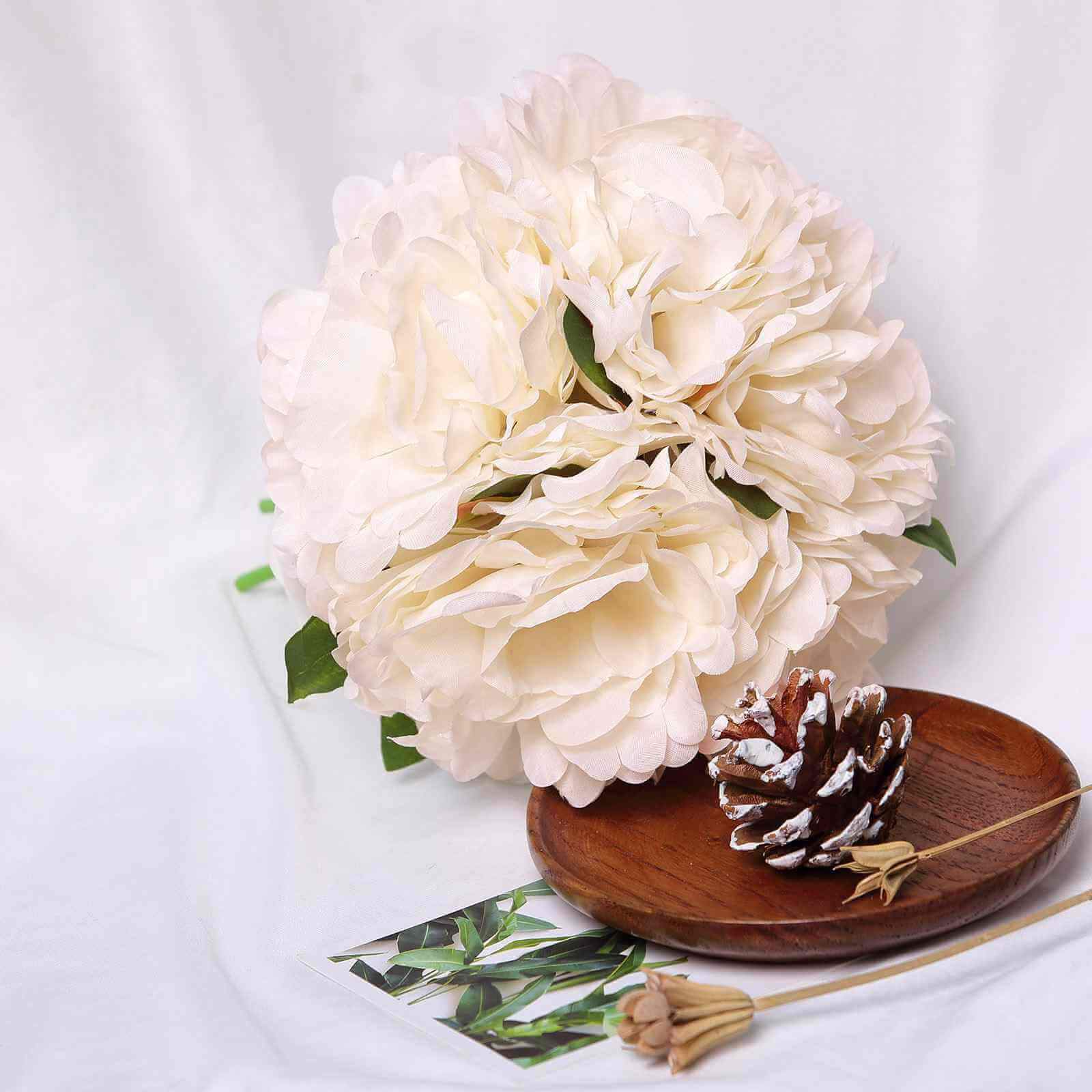 Hot Sale! 11-piece Blush and Cream Artificial Silk Peony Flower Bouquet for Various Occasions