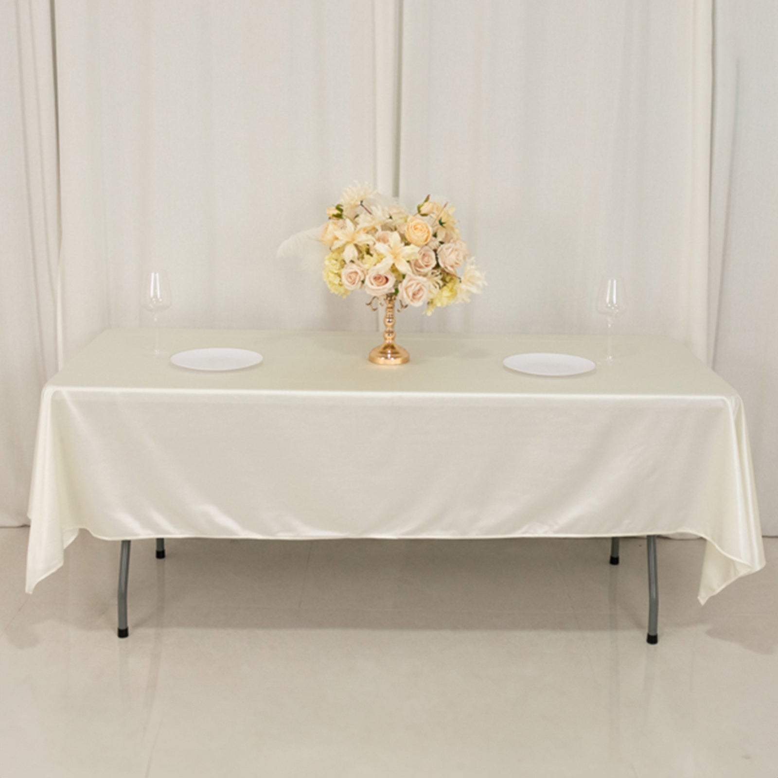 Hot Sale! Premium Wrinkle-Free & Stain-Resistant Scuba Rectangular Tablecloth in Shimmering Pearl White (60x102)