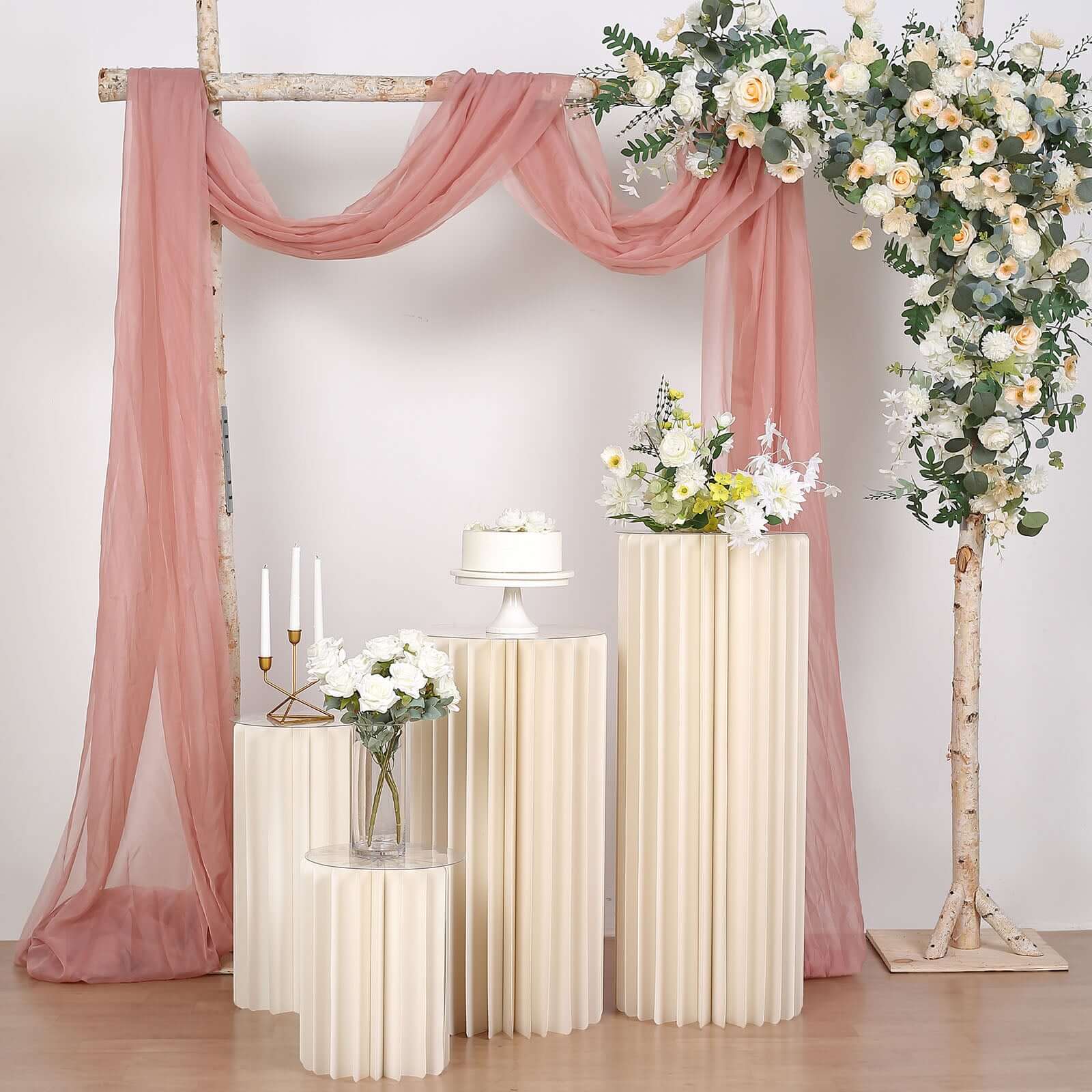 Get Your 40-Inch Ivory Cylinder Display Column Stand with PVC Top Plate for Events