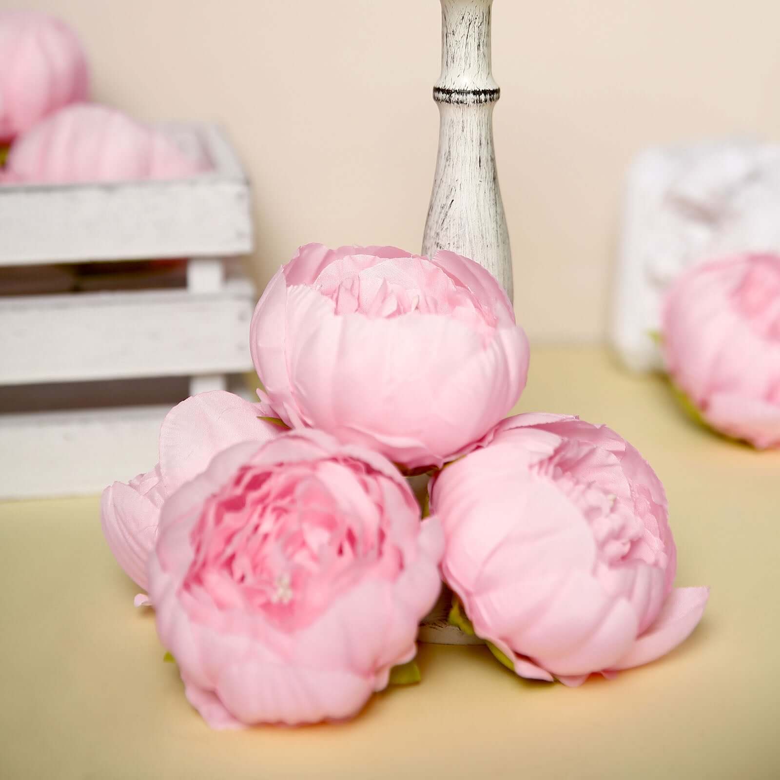 10-Pack Artificial Peony Flower Heads Pink - Versatile Faux Craft Flowers for DIY Event Styling Scrapbooking & Floral Arrangements 3