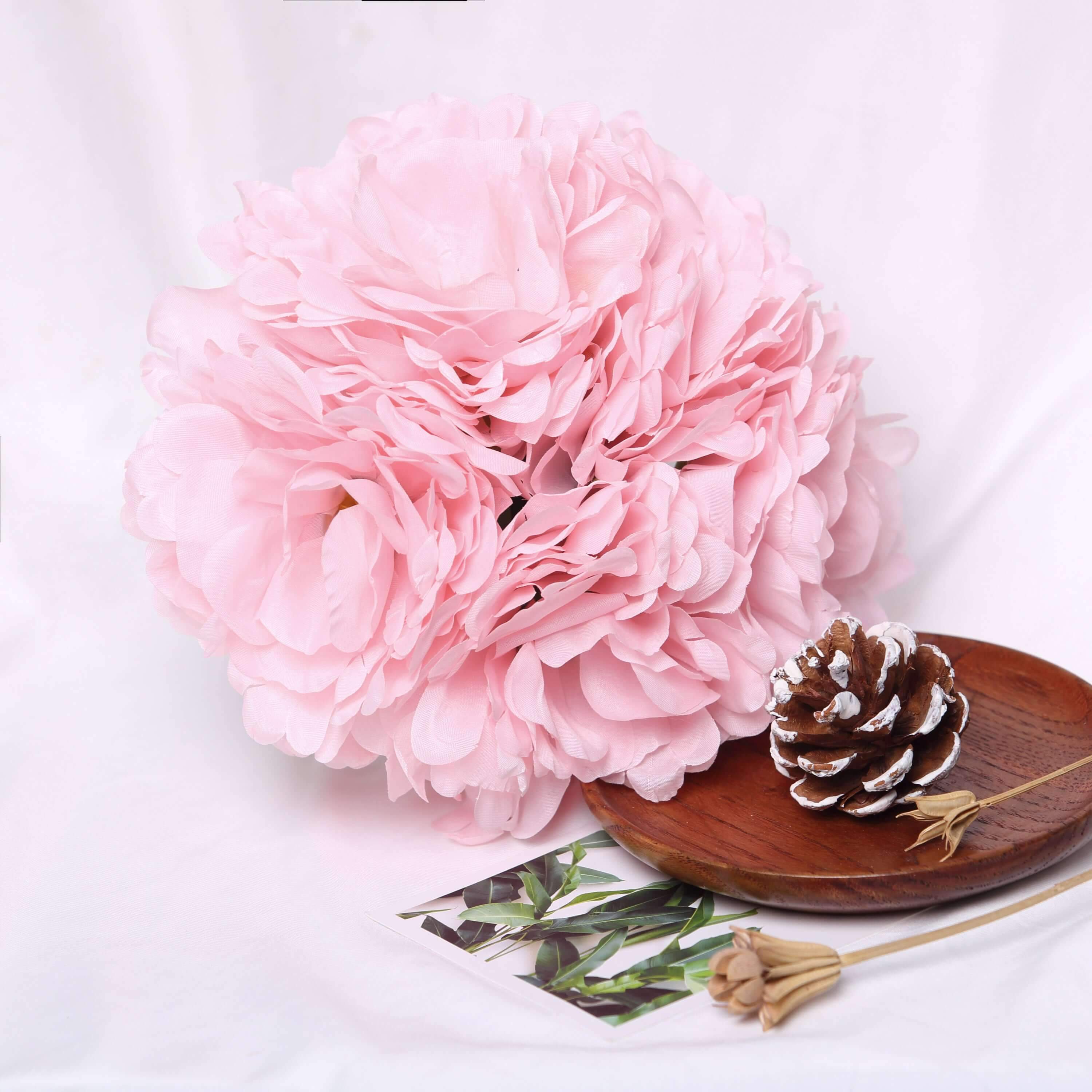 11-Piece Pink Real-Touch Artificial Silk Peony Bouquet - Ideal for Various Occasions