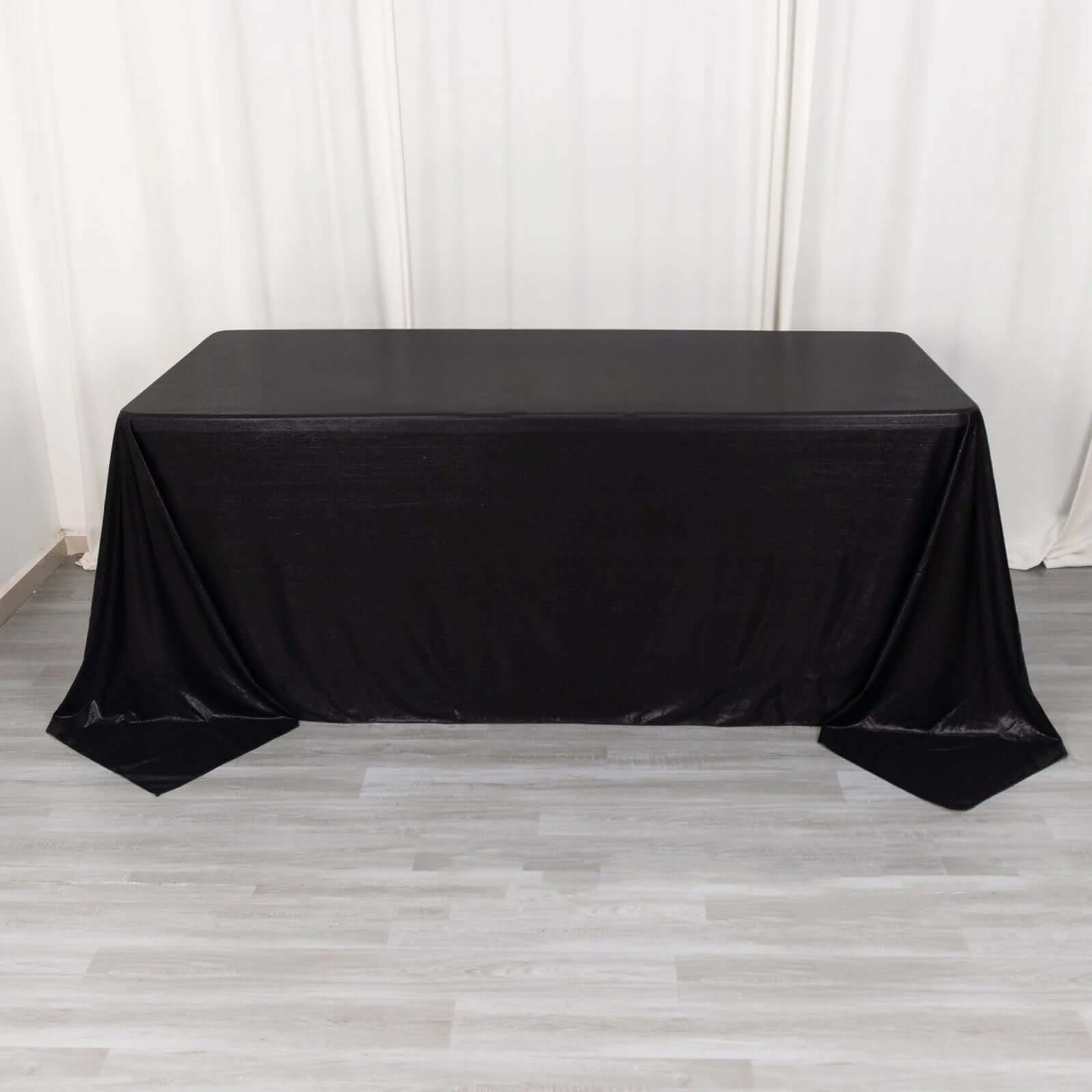 Exclusive Shimmering Black Sequin Dots Polyester 90x132 Rectangle Wrinkle-Free Tablecloth