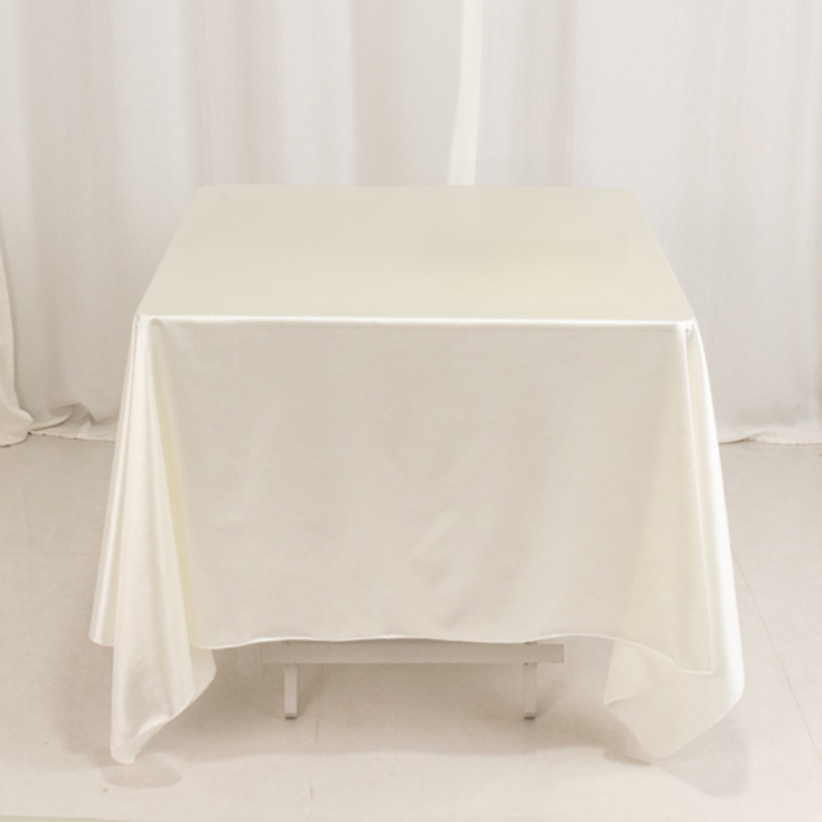 Wrinkle-Free & Stain-Resistant Premium Scuba 70x70 Shimmer Pearl White Tablecloth for Weddings and Parties