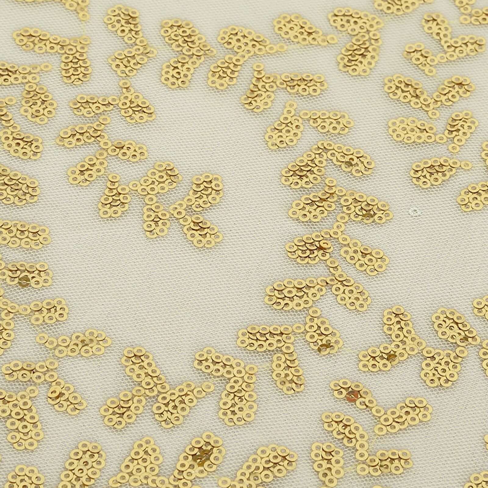 Luxurious Gold Sequin Leaf-Embroidered 90x156 Rectangle Tablecloth for Grand Celebrations