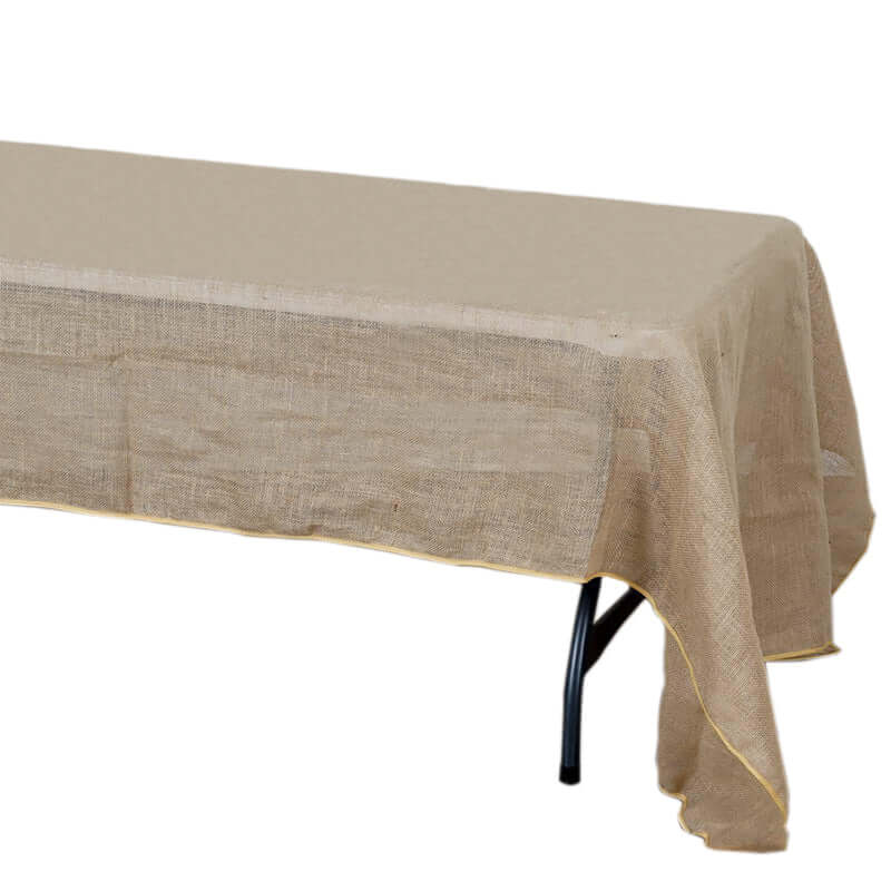 Hot! Natural Burlap Jute 60x126 Rectangle Tablecloth for Rustic Boho Decor