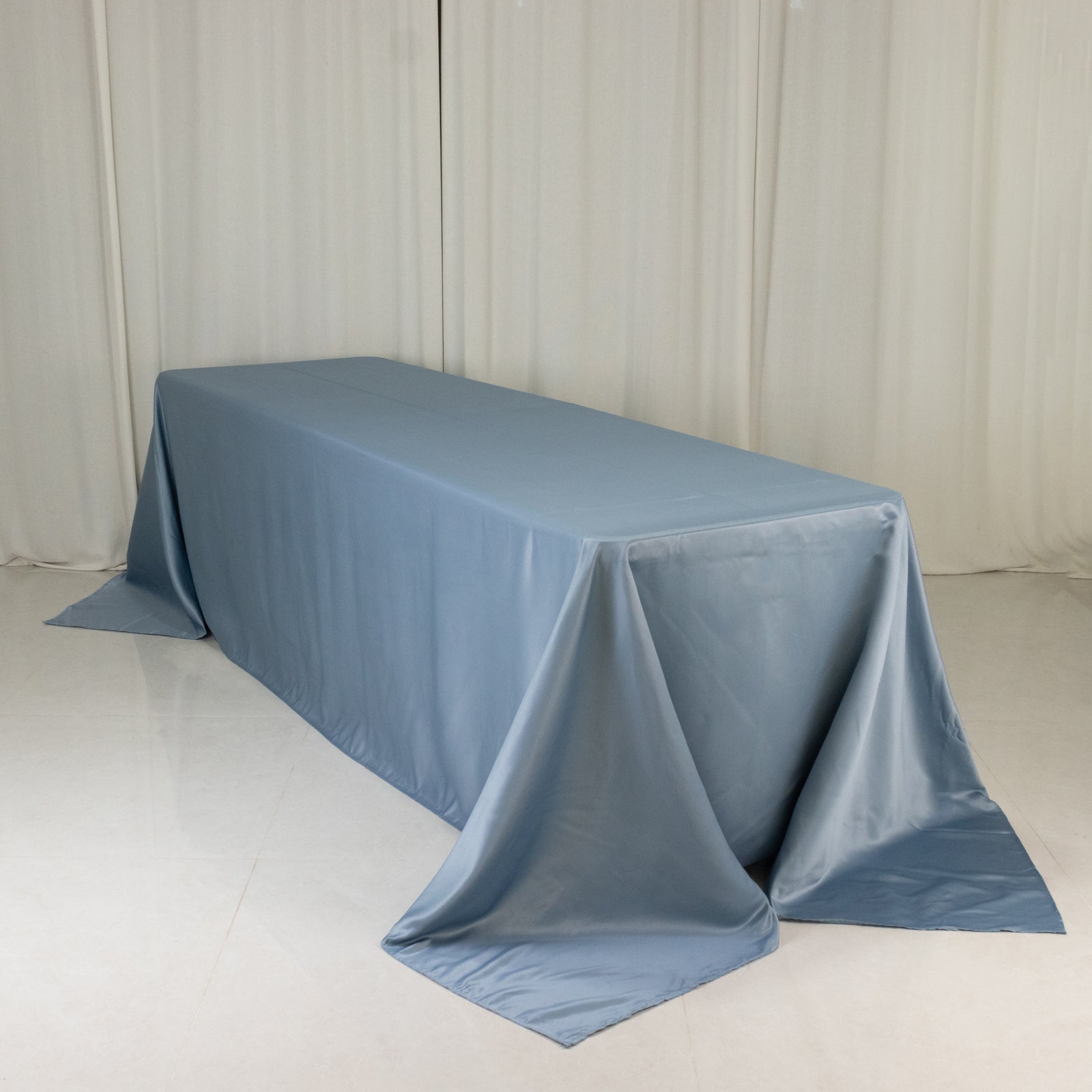 Dusty Blue Lamour Satin Rectangle Tablecloth - 90x156, Luxurious & Soft