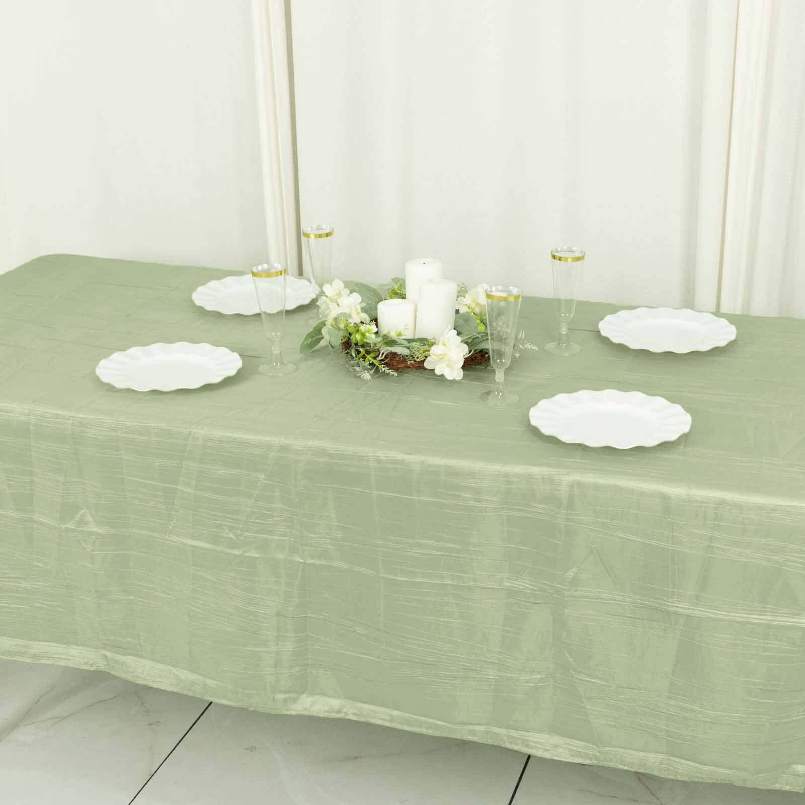 Hot Deal! Sage Green Crinkle Taffeta 60x102 Rectangle Tablecloth