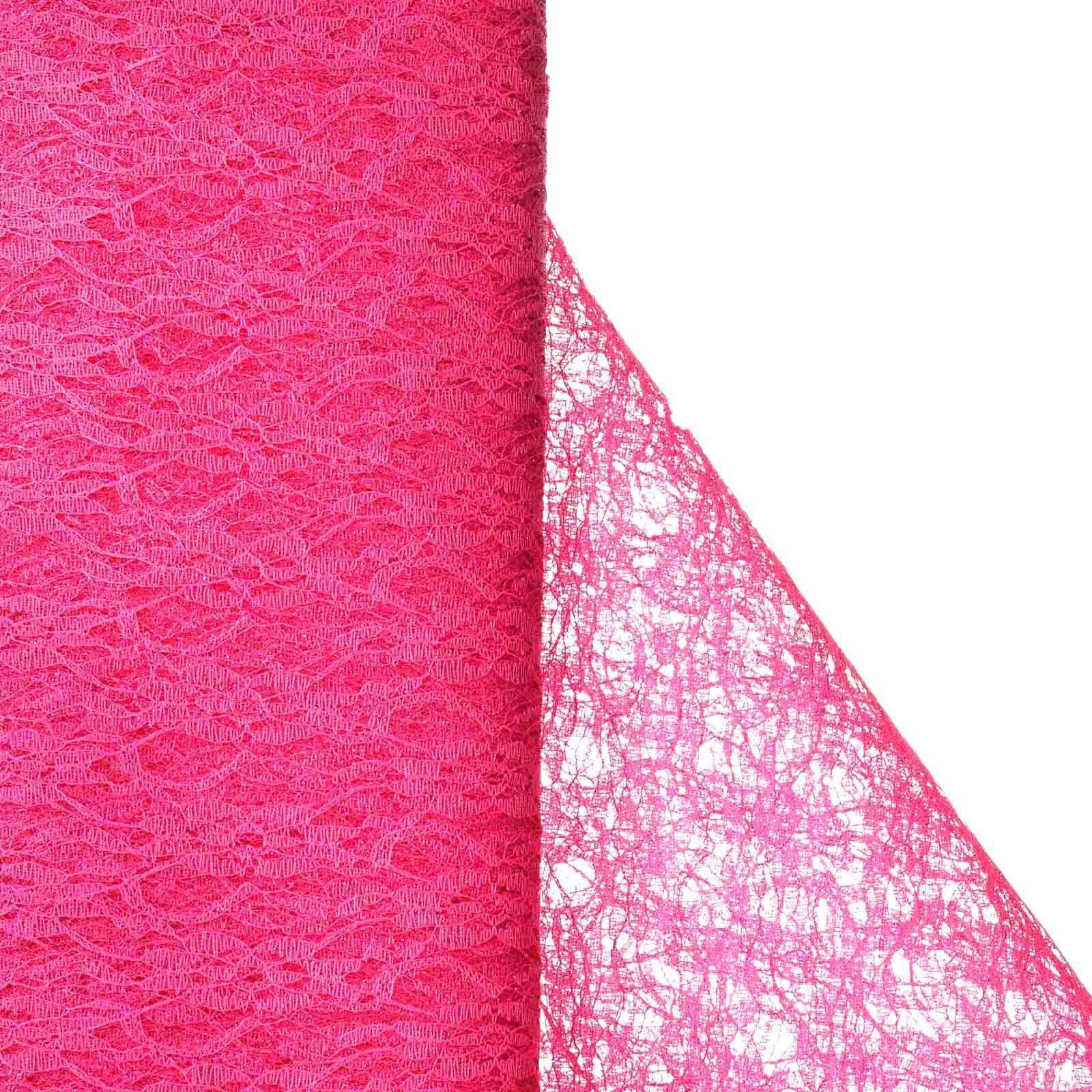 15-Yard Fuchsia Floral Shimmer Lace Tulle Fabric Bolt, 54 Inches Wide