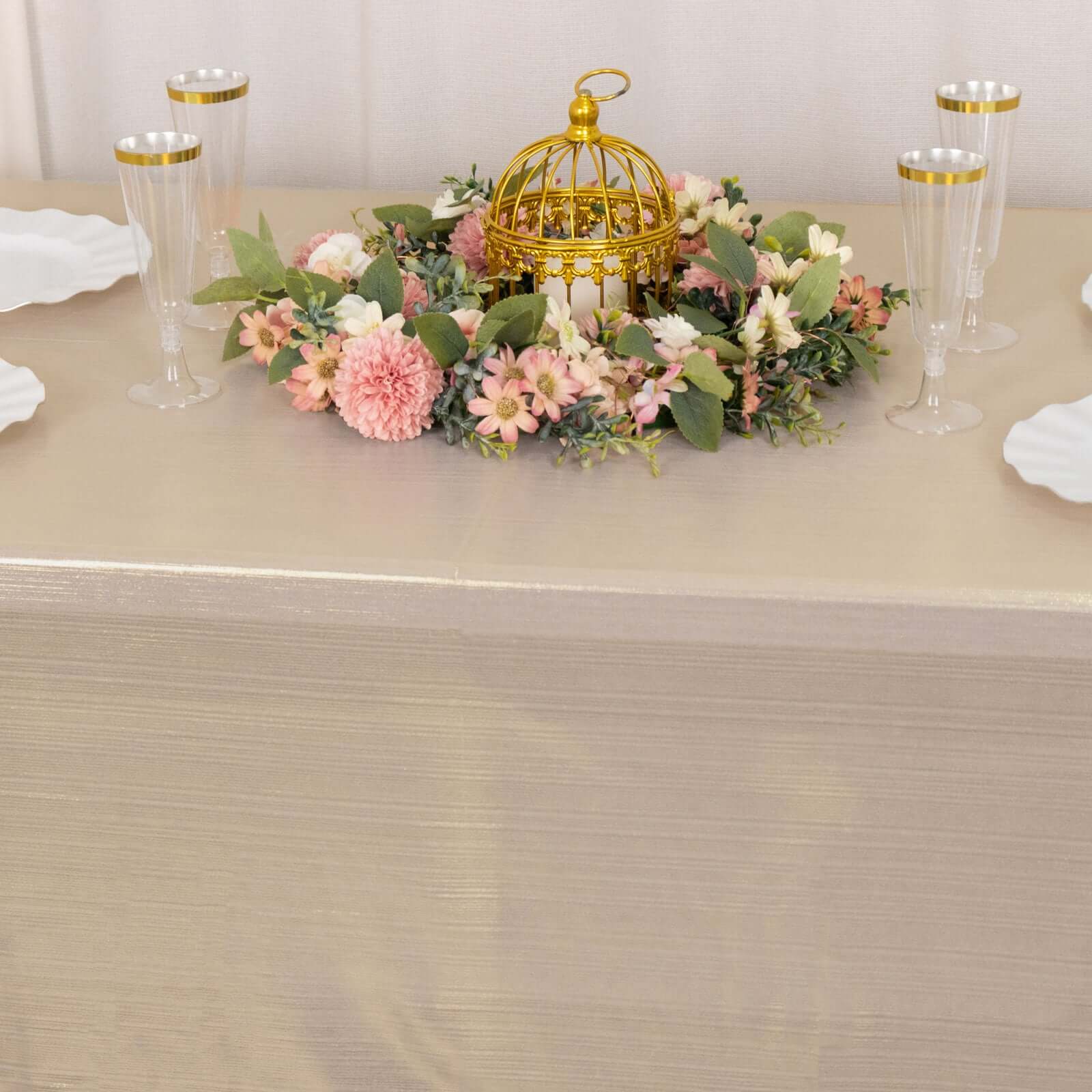 Wrinkle-Free Sparkling Blush Sequin Dots Polyester 60x126 Rectangle Tablecloth