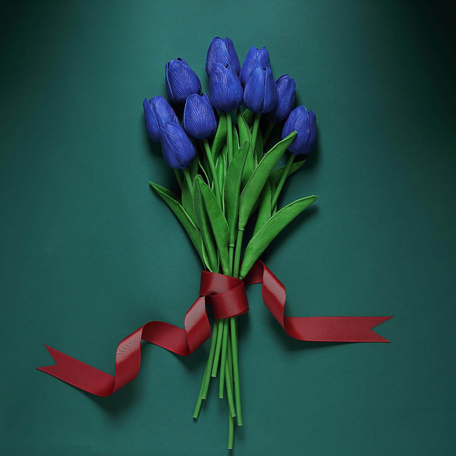 Hot! 10 Royal Blue Artificial Foam Tulip Stems, 13 Inches Tall