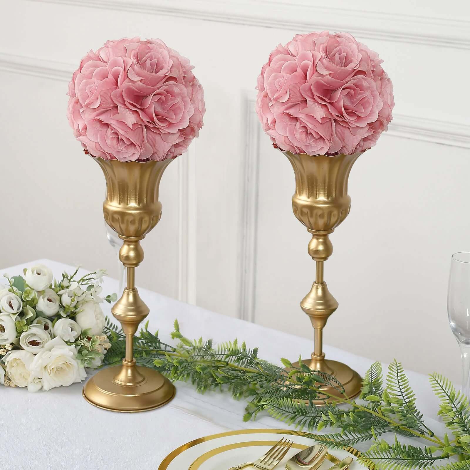 2-Pack of 7-Inch Mauve Artificial Silk Rose Kissing Balls - Ideal for Decorations