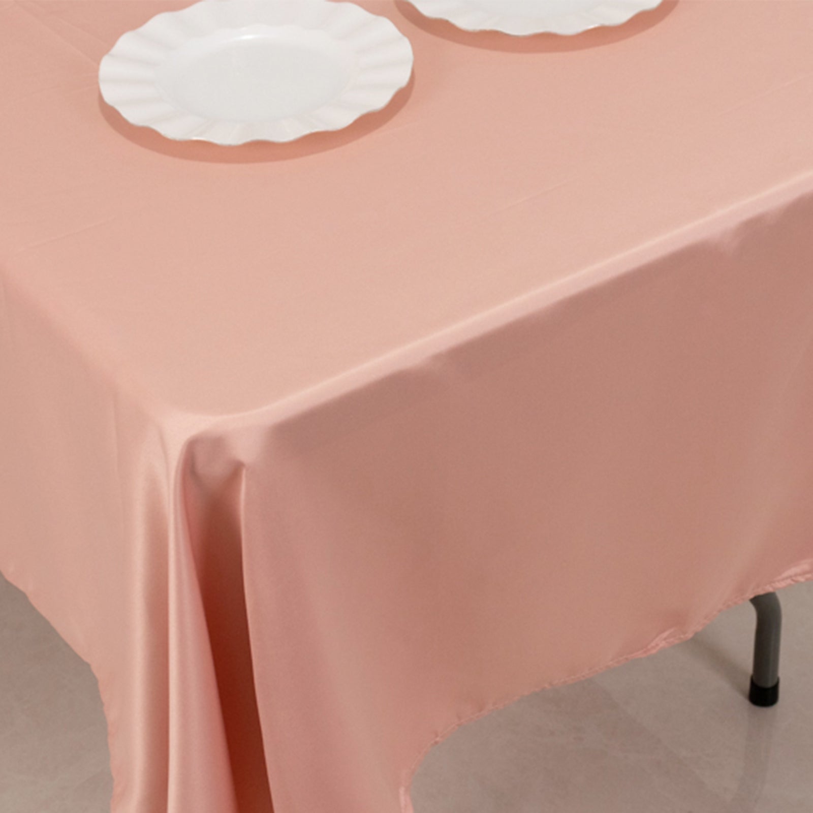 Hot Sale! Durable & Silky Lamour Satin Rectangle Tablecloth in Dusty Rose, 60x102