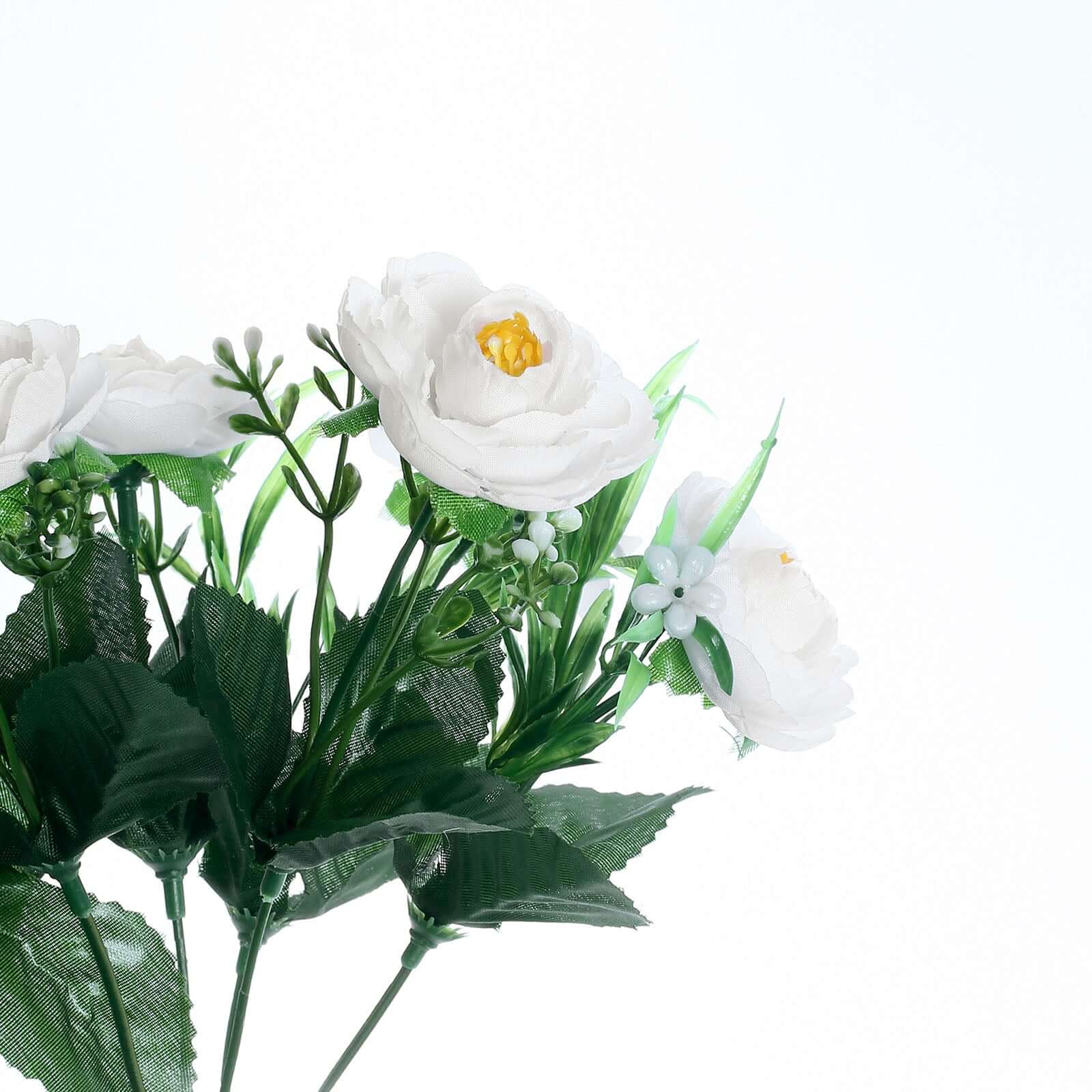 Amazing Deal! 4-Bush White Artificial Silk Peony Flower Bouquet for Stunning Decor