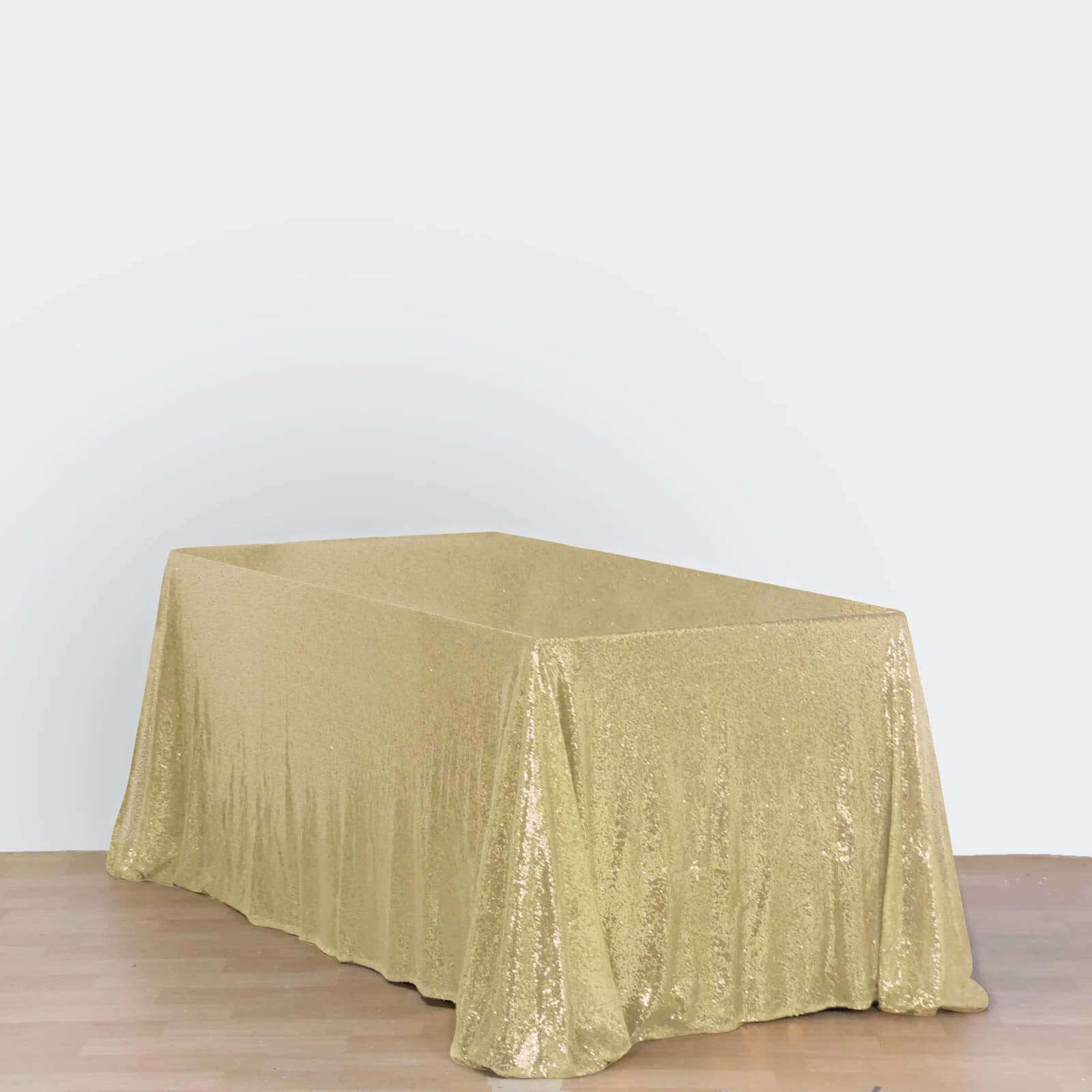 Champagne Sequin Rectangle Tablecloth - 90x156 Seamless Twinkling Table Cover for Events
