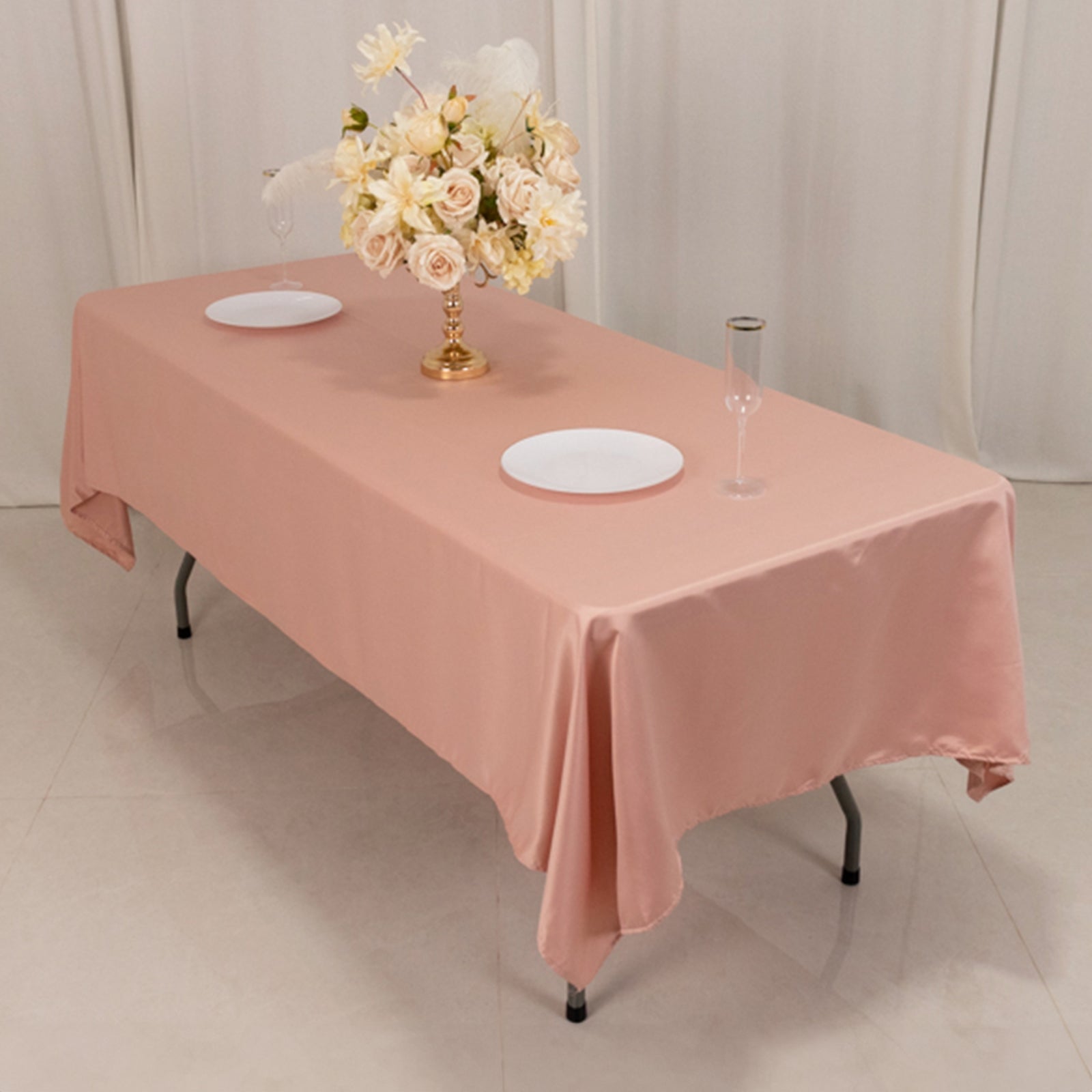 Hot Sale! Durable & Silky Lamour Satin Rectangle Tablecloth in Dusty Rose, 60x102