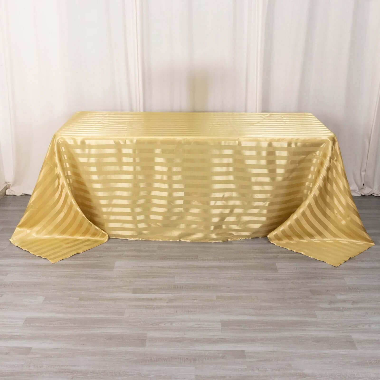 Champagne Satin Rectangular Tablecloth with Glossy Stripes, 90x132
