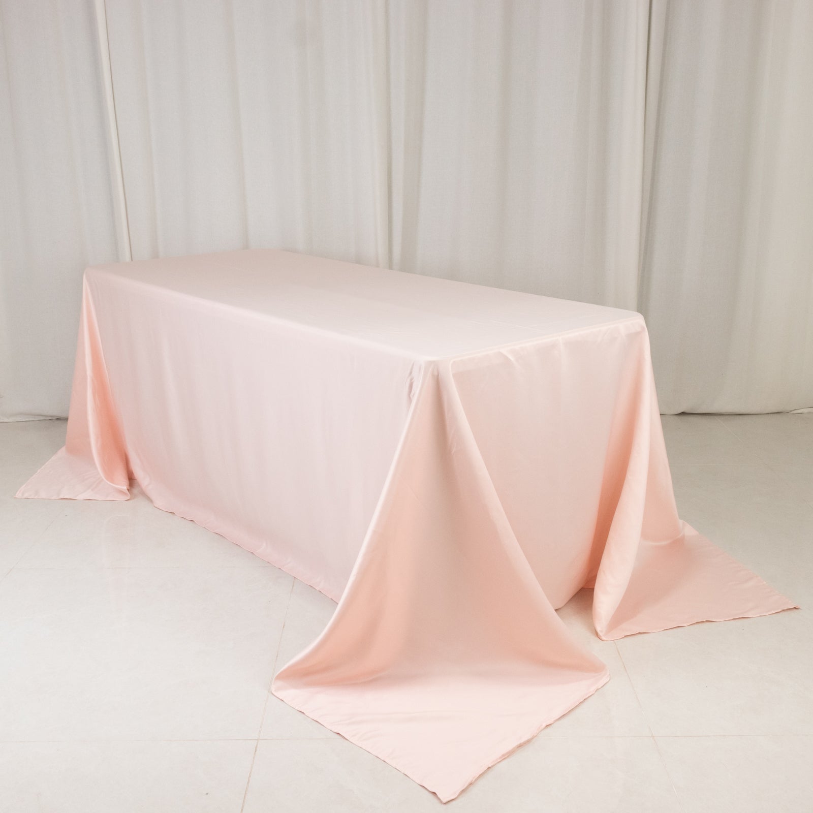 Blush Lamour Satin Rectangle Tablecloth - Soft, Silk - Like & Seamless 90x132