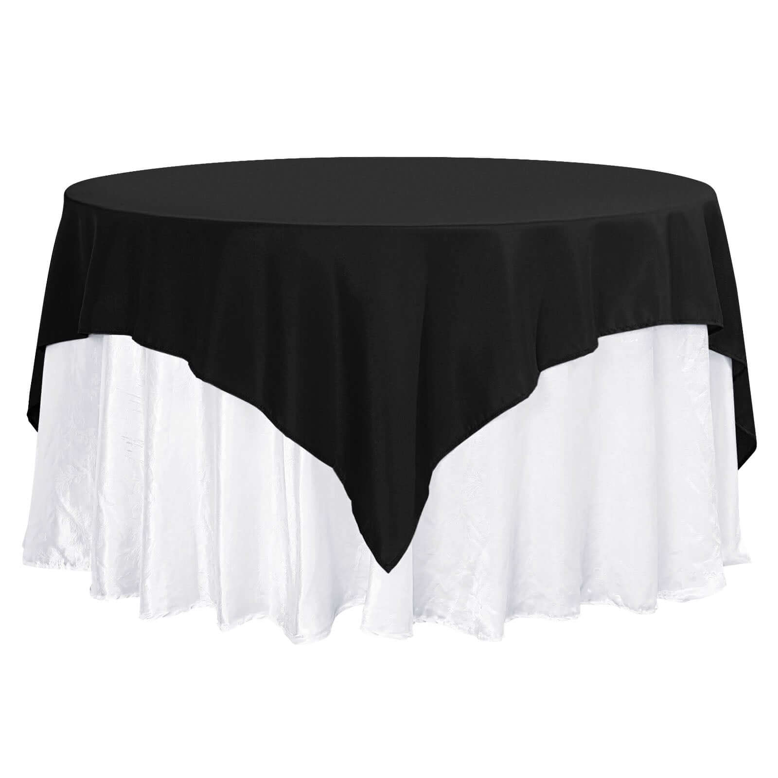 Black 70x70 Premium Polyester Square Table Overlay 220GSM Wrinkle-Free Table Cover