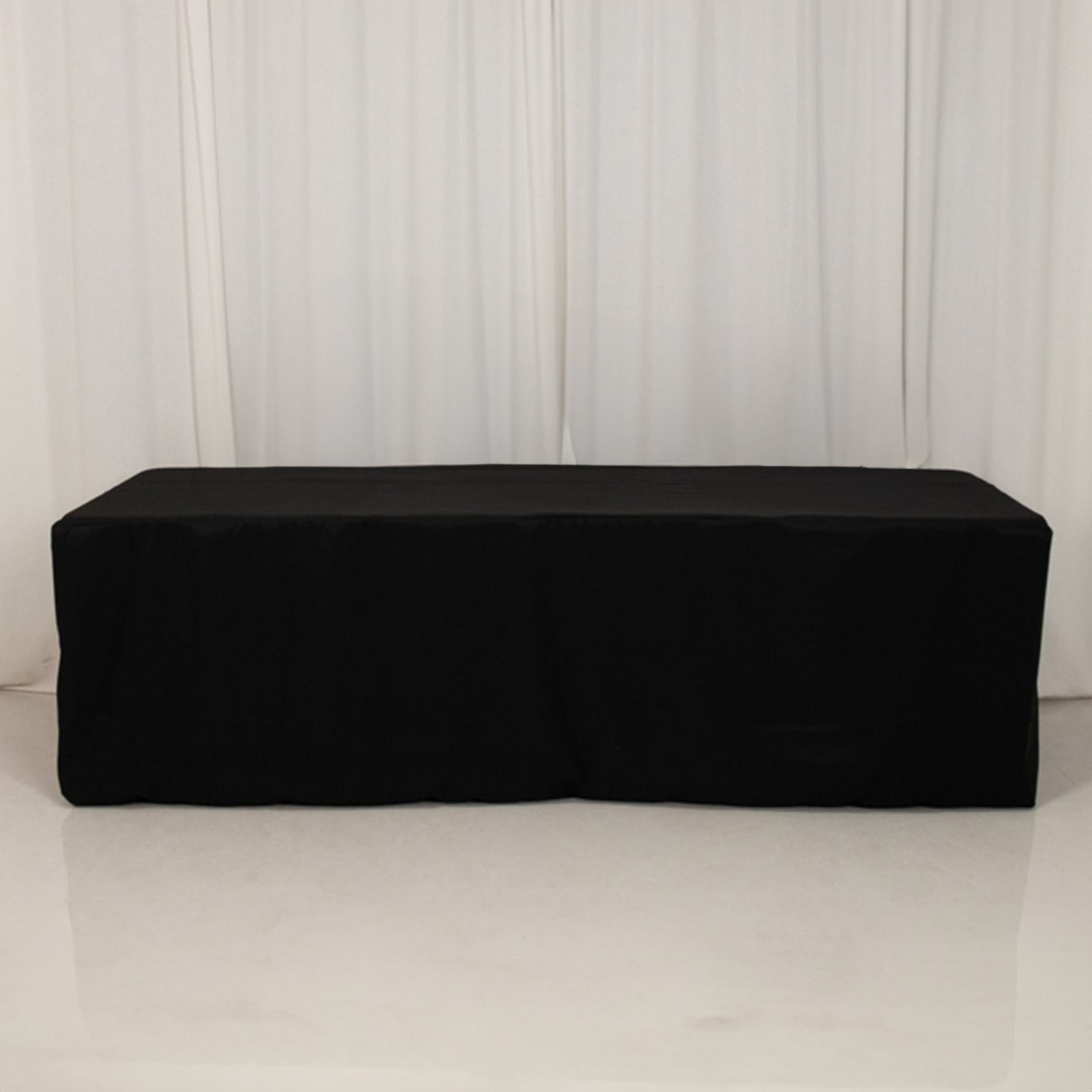 Hot Sale! Black Fitted Polyester Rectangle Tablecloth for 8ft Special Tables (96x24x30)