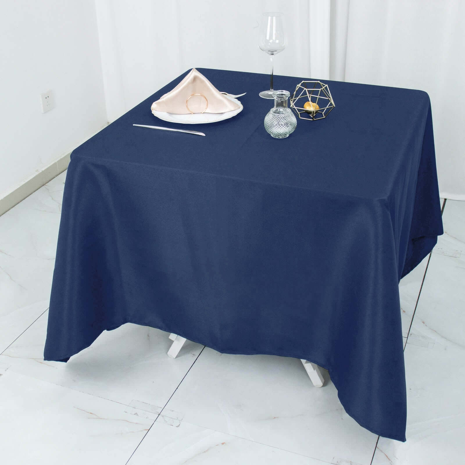 Sale! Wrinkle-Free 70x70 Navy Blue Premium Polyester Square Tablecloth 220GSM for Events