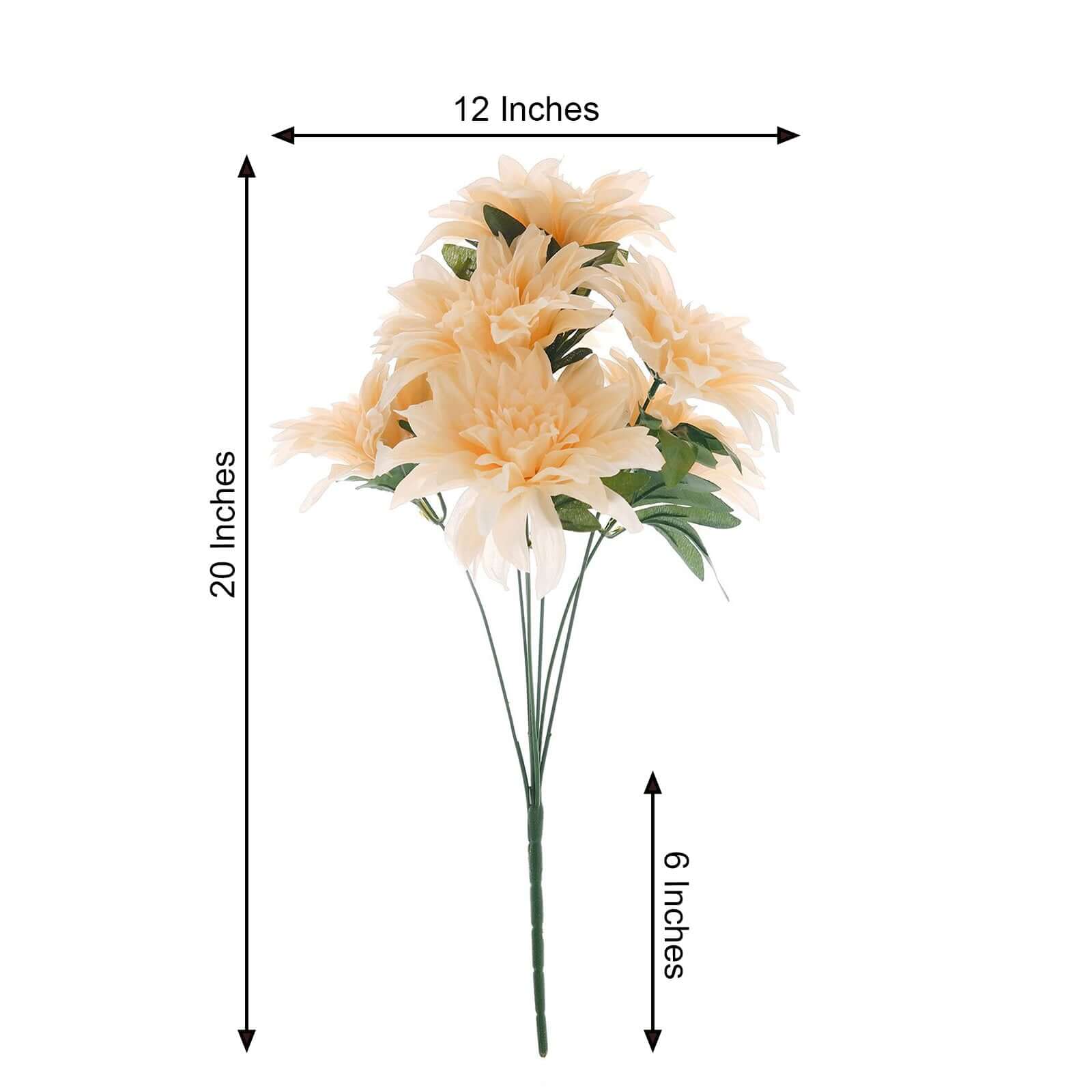 2 Cream Large Head Artificial Dahlia Bouquets - Silk Bridal Flower Decor Sale