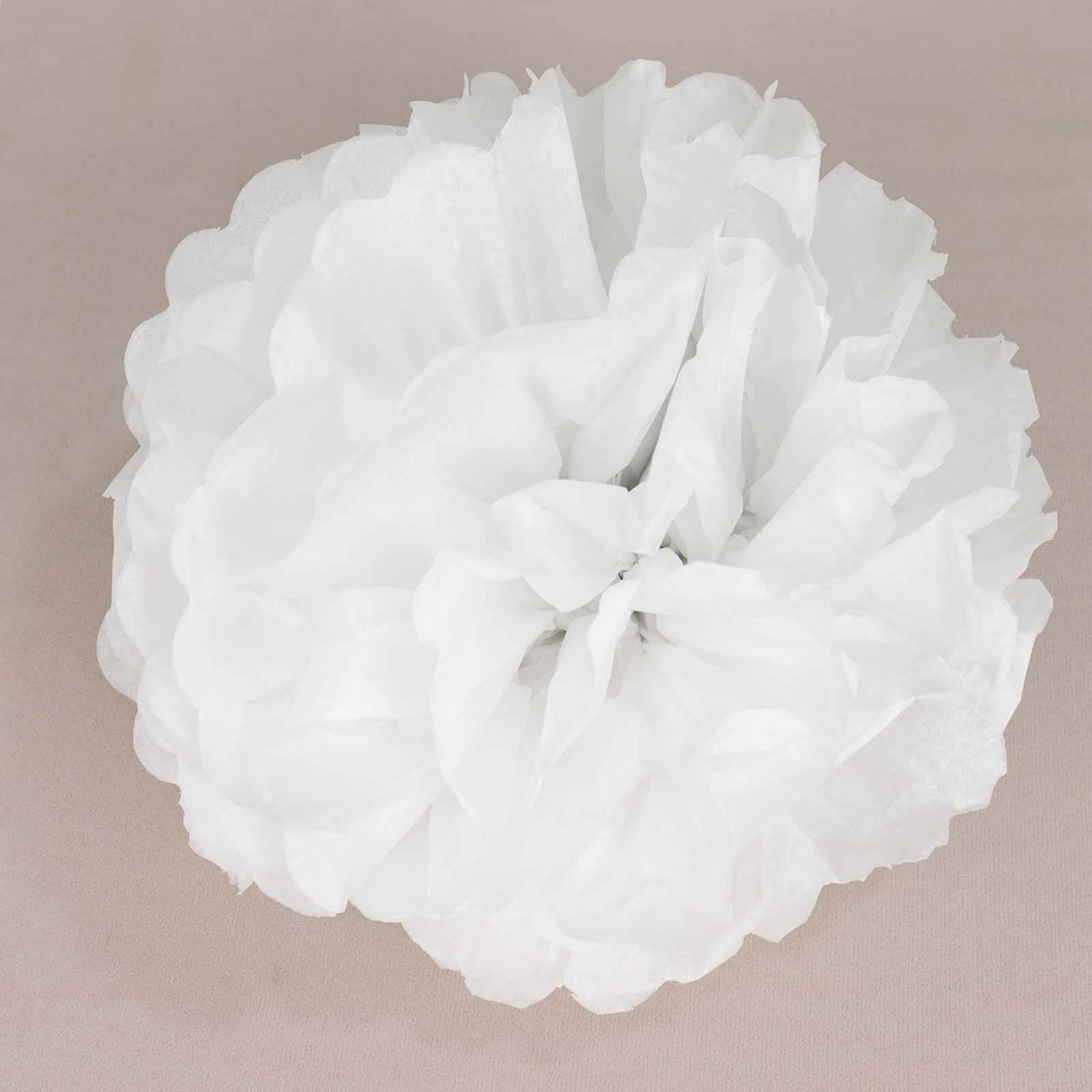 6-Pack 12-Inch White Paper Pom Poms - Ideal Flower Balls for Party Hanging Decorations