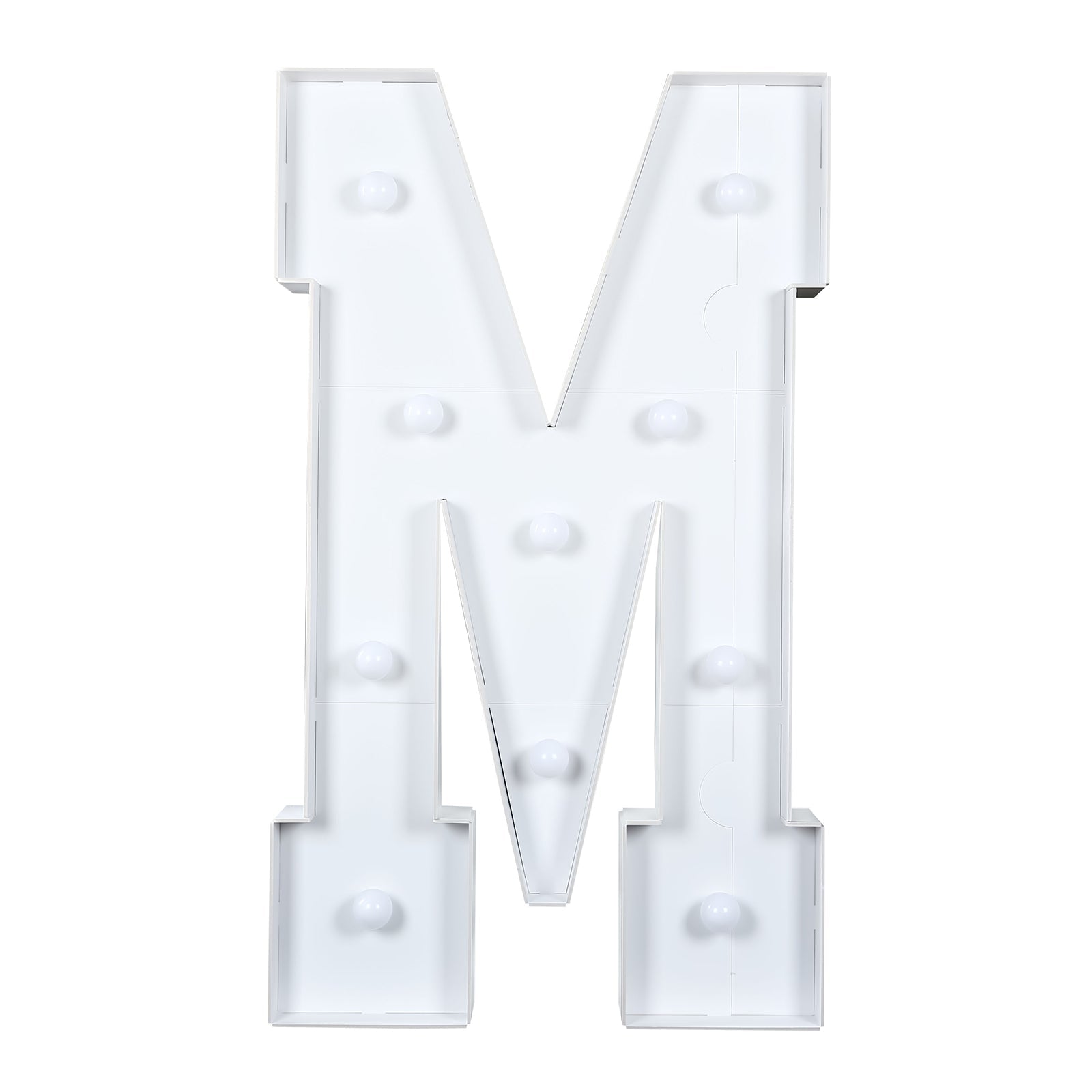 4ft White Giant LED Marquee Letter M with 10 Warm White Battery - Operated LEDs, Glue Gun & Sticks