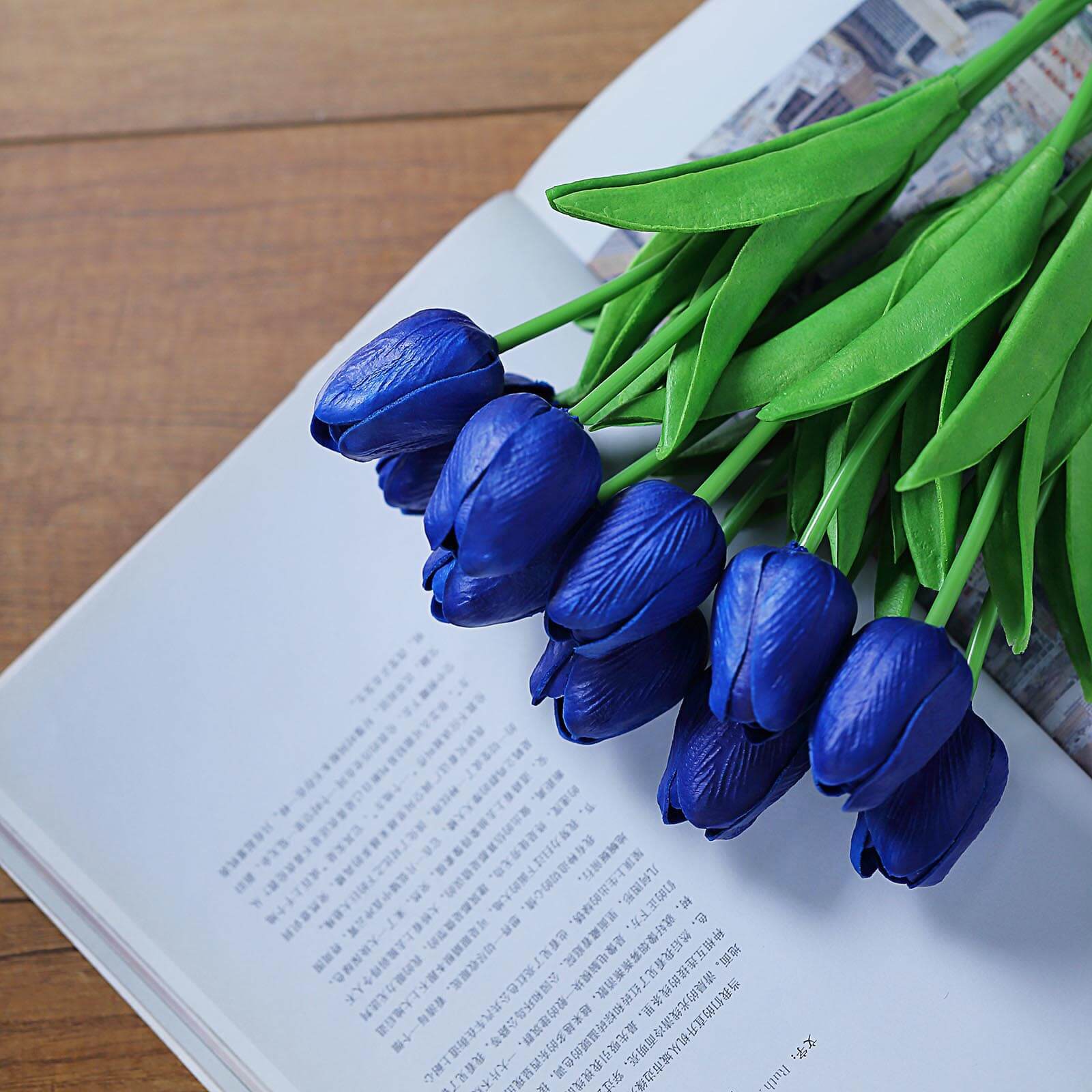 Hot! 10 Royal Blue Artificial Foam Tulip Stems, 13 Inches Tall