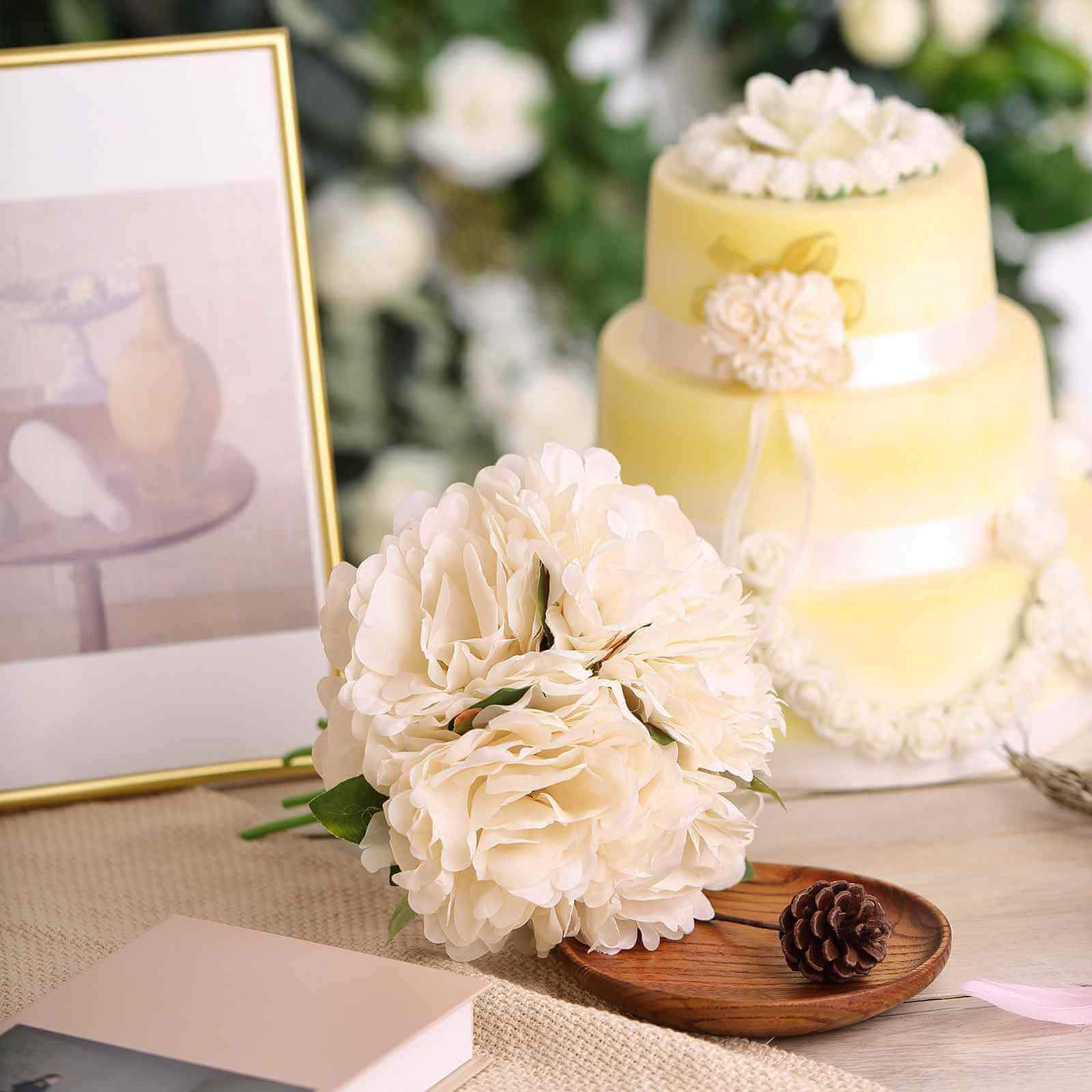 Hot Sale! 11-piece Blush and Cream Artificial Silk Peony Flower Bouquet for Various Occasions