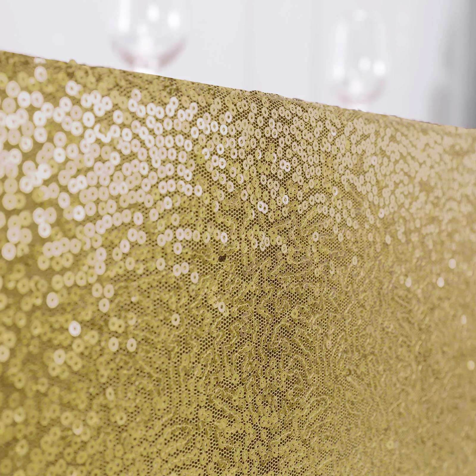 Champagne Sequin Rectangle Tablecloth - 90x156 Seamless Twinkling Table Cover for Events