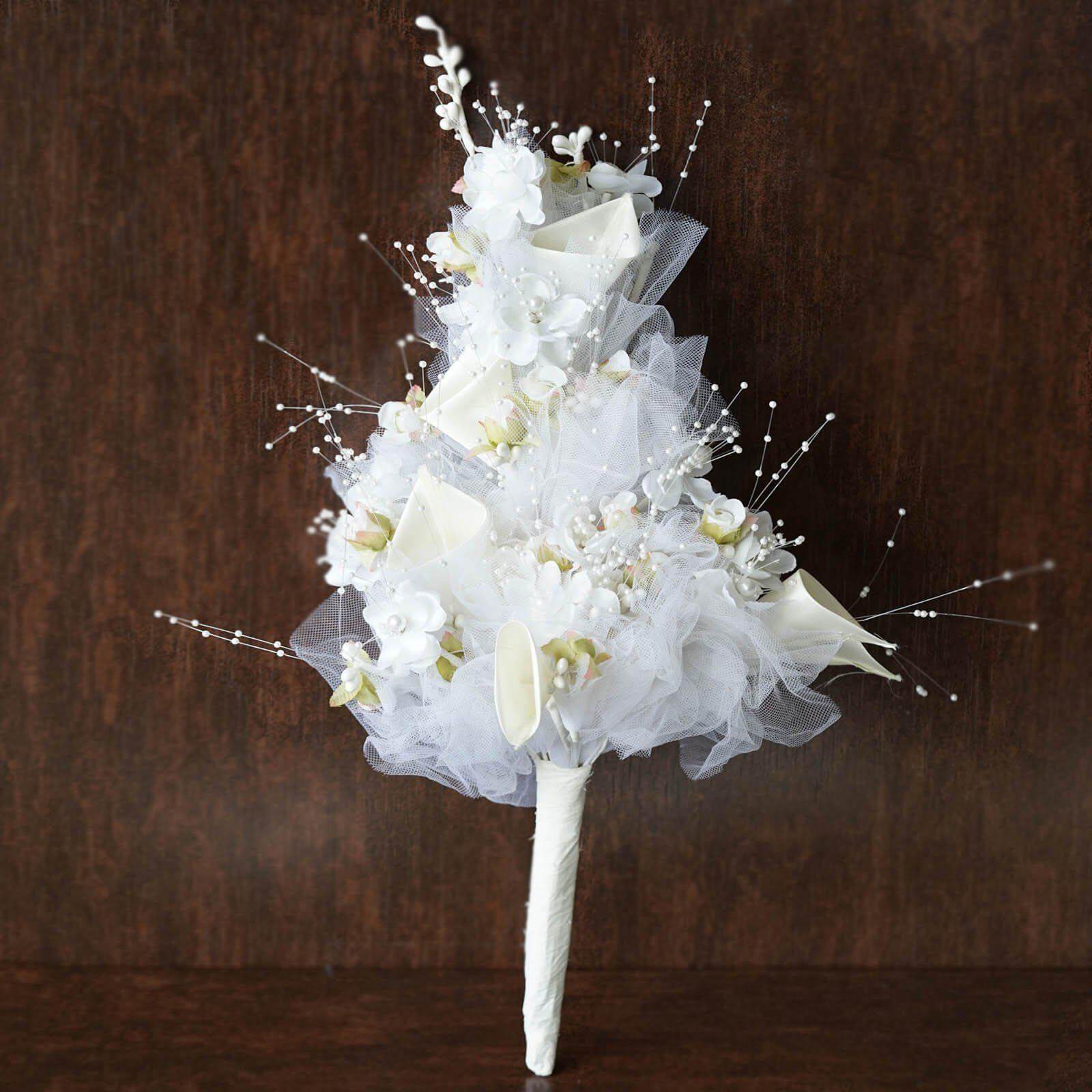 Cream Artificial Lily & Tulip Wedding Bridal Bouquet - Perfect Gift