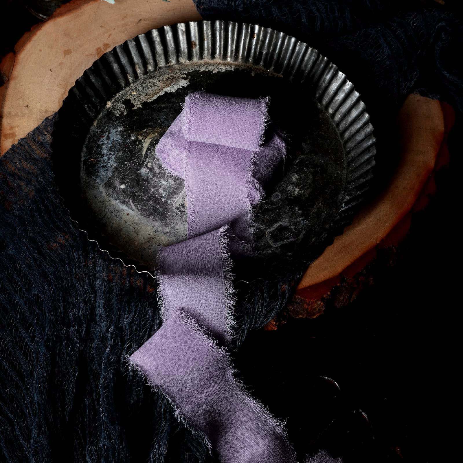 2-Pack Violet Amethyst Silk-Like Chiffon Linen Ribbon Rolls - Ideal for Bouquets & Gift Wrapping