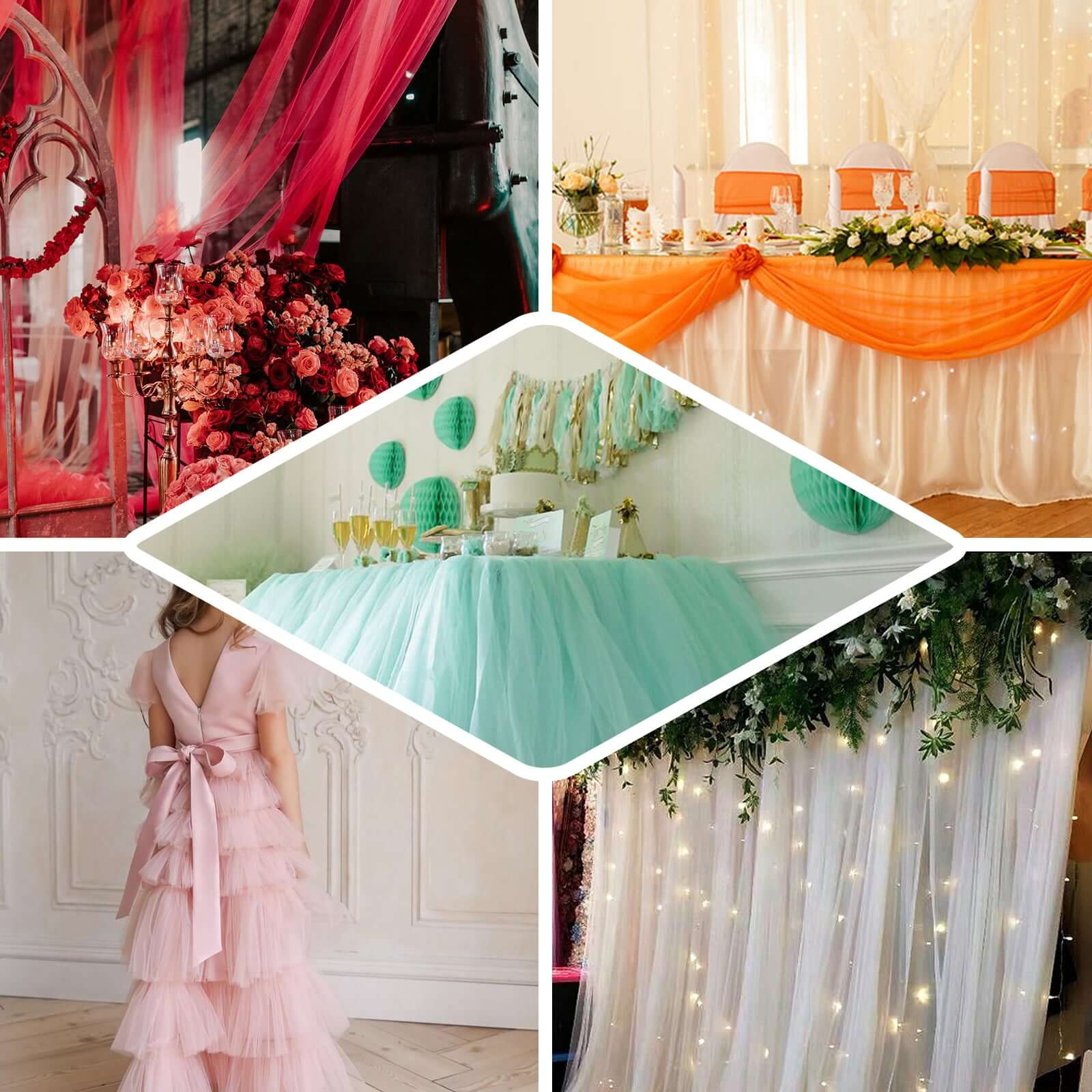 Hot! 54'x40 Yards Pink Tulle Fabric Bolt for DIY Crafts
