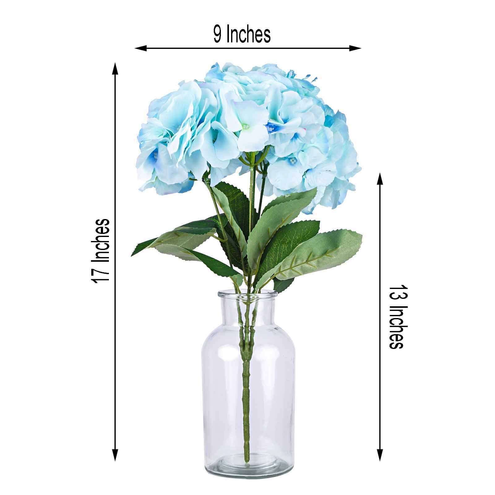 Get 5 Artificial Silk Baby Blue Hydrangea Flower Bouquets for Lifelike Decor