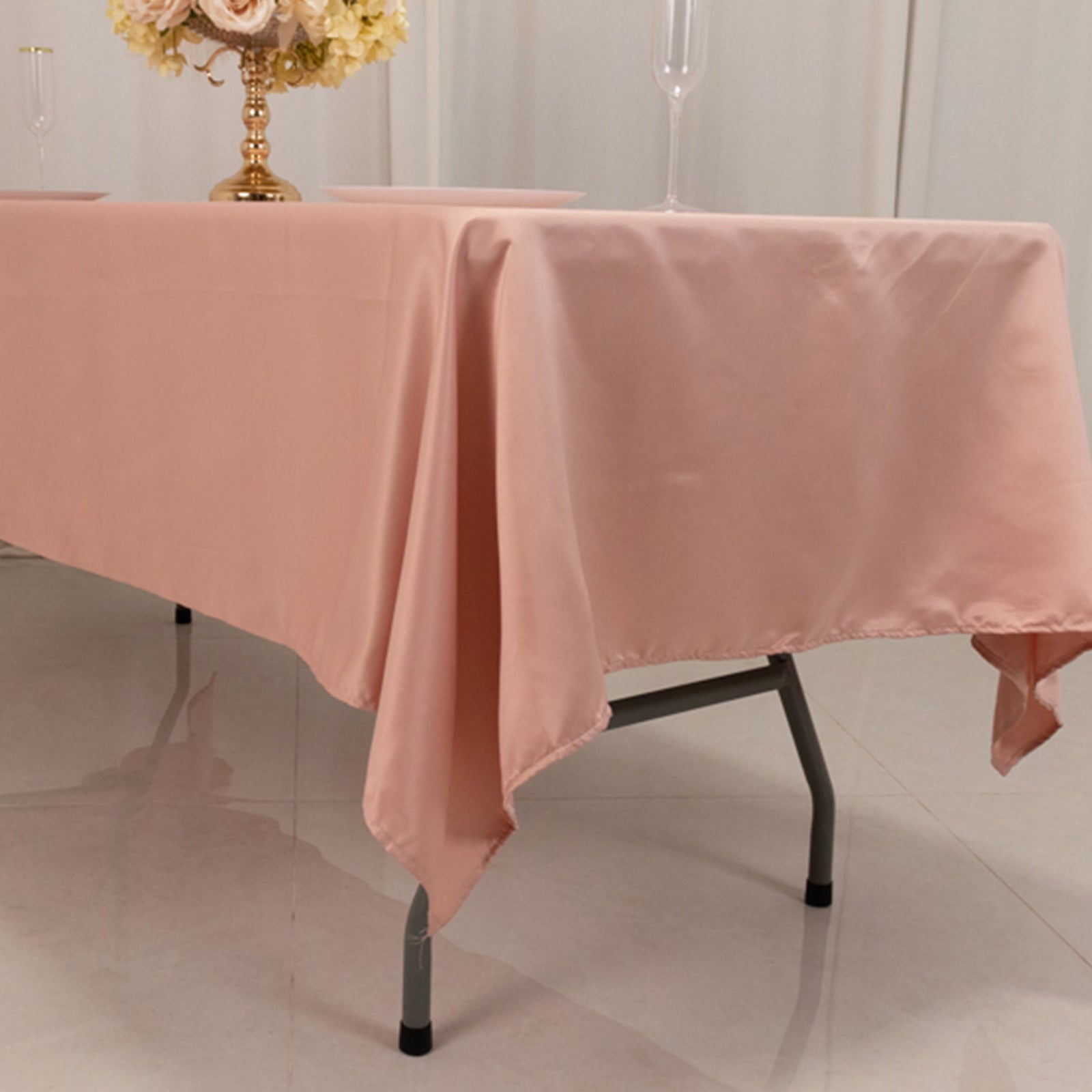 Hot Sale! Durable & Silky Lamour Satin Rectangle Tablecloth in Dusty Rose, 60x102