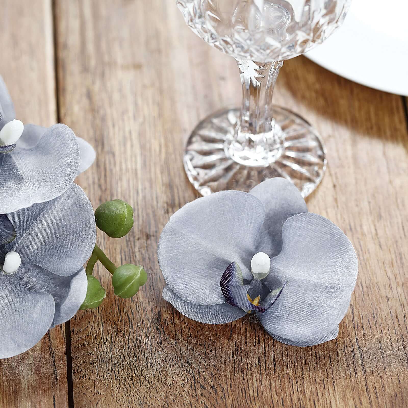 Hot! 20 Silk Artificial Charcoal Gray Orchid Flower Heads for DIY Decor