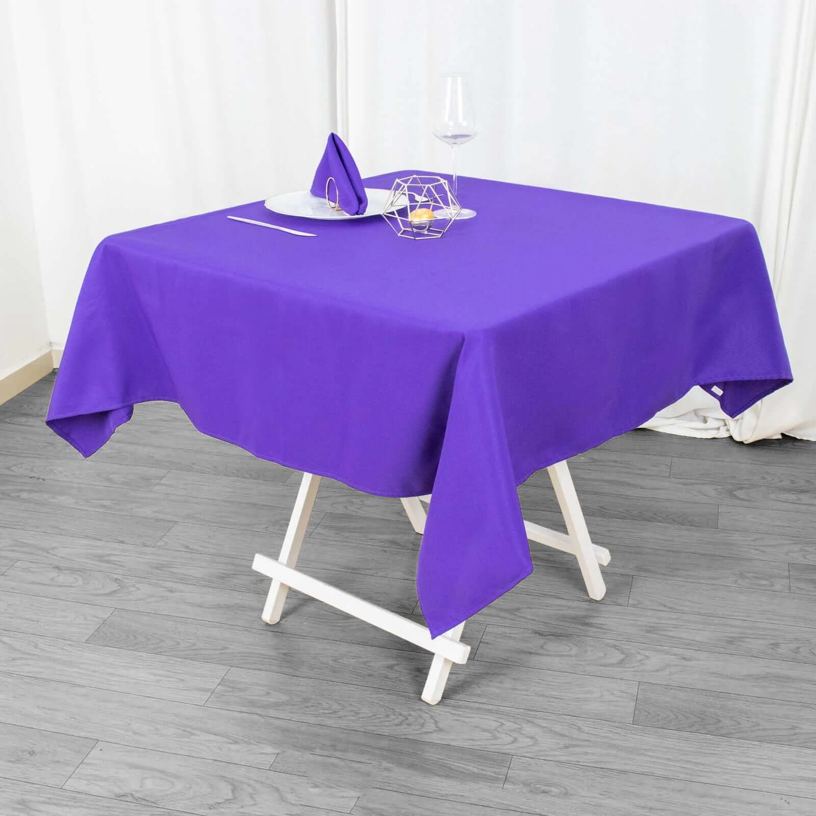 Hot! 54x54 Purple Premium Polyester Square Tablecloth - 220GSM Stain & Wrinkle-Resistant