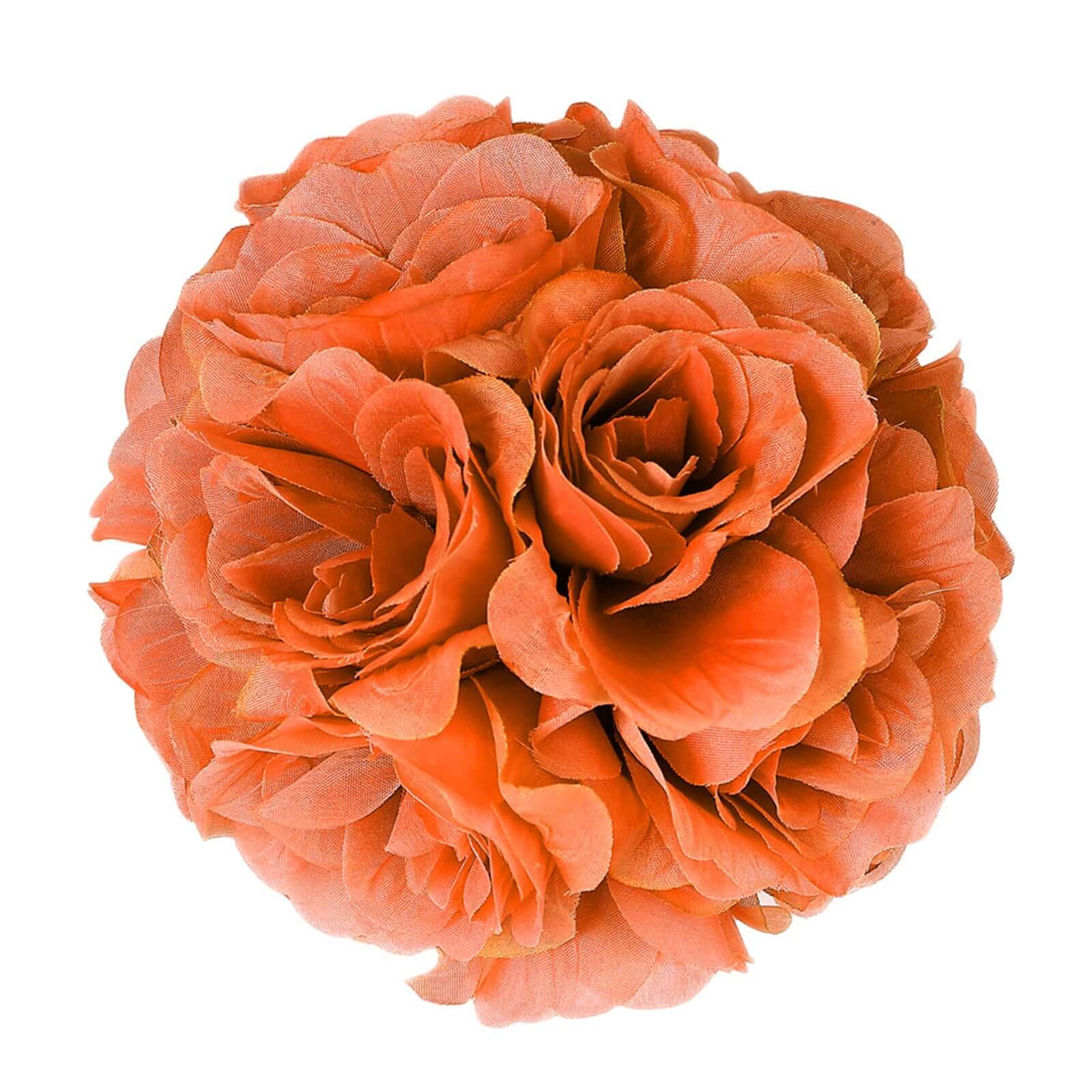 Special Offer: 2-Pack of 7-Inch Terracotta (Rust) Artificial Silk Rose Kissing Balls for Decor