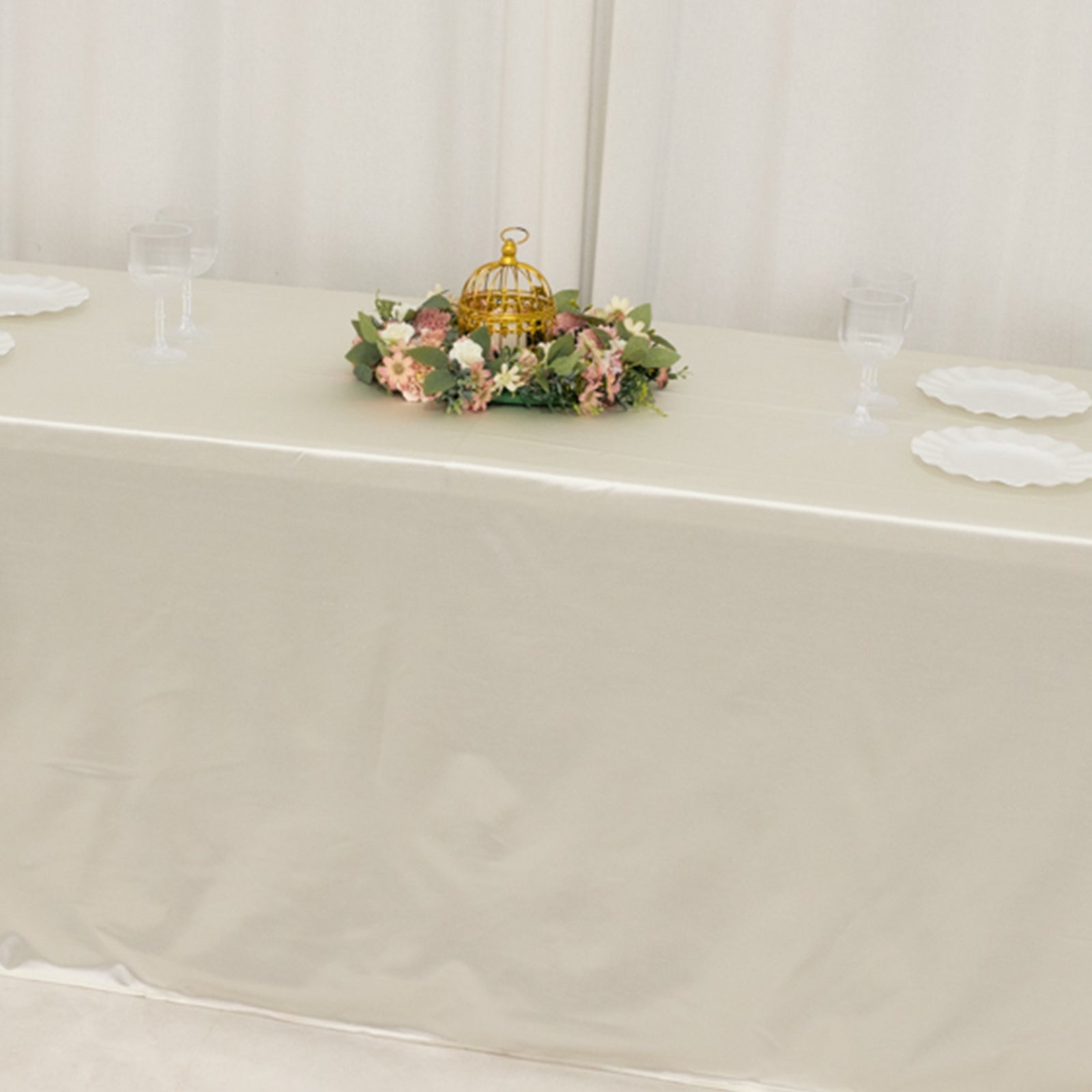 Hot Deal! Premium Shimmering Pearl White Scuba Tablecloth - Wrinkle & Stain Free