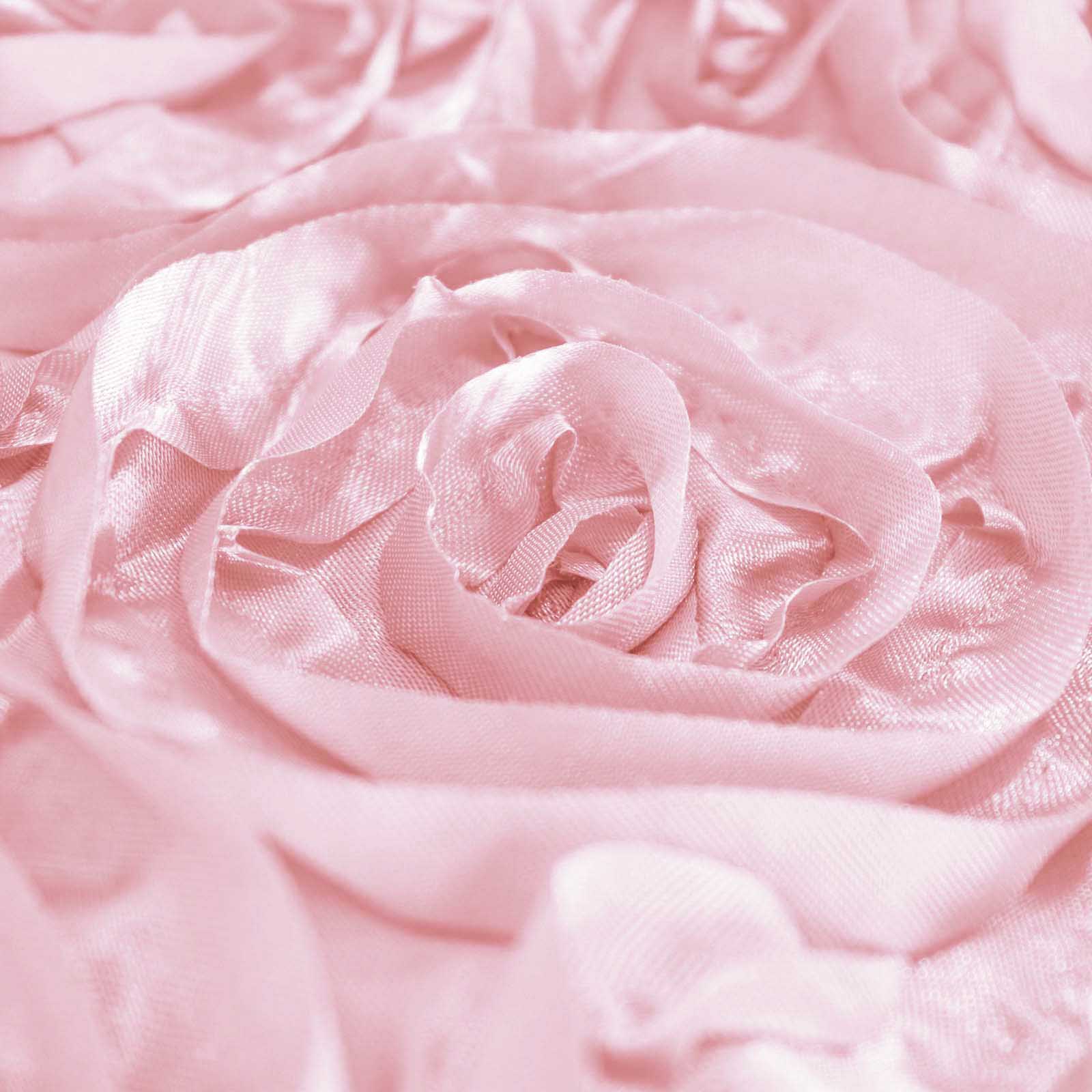 Hot! Blush Satin 90x156 Rectangle 3D Rosette Tablecloth with Seamless Finish