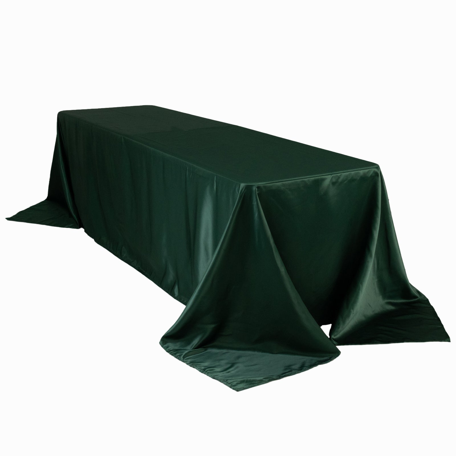 Lamour Satin 90x156 Rectangle Tablecloth Hunter Emerald Green - Luxurious, Soft Seamless Table Cover