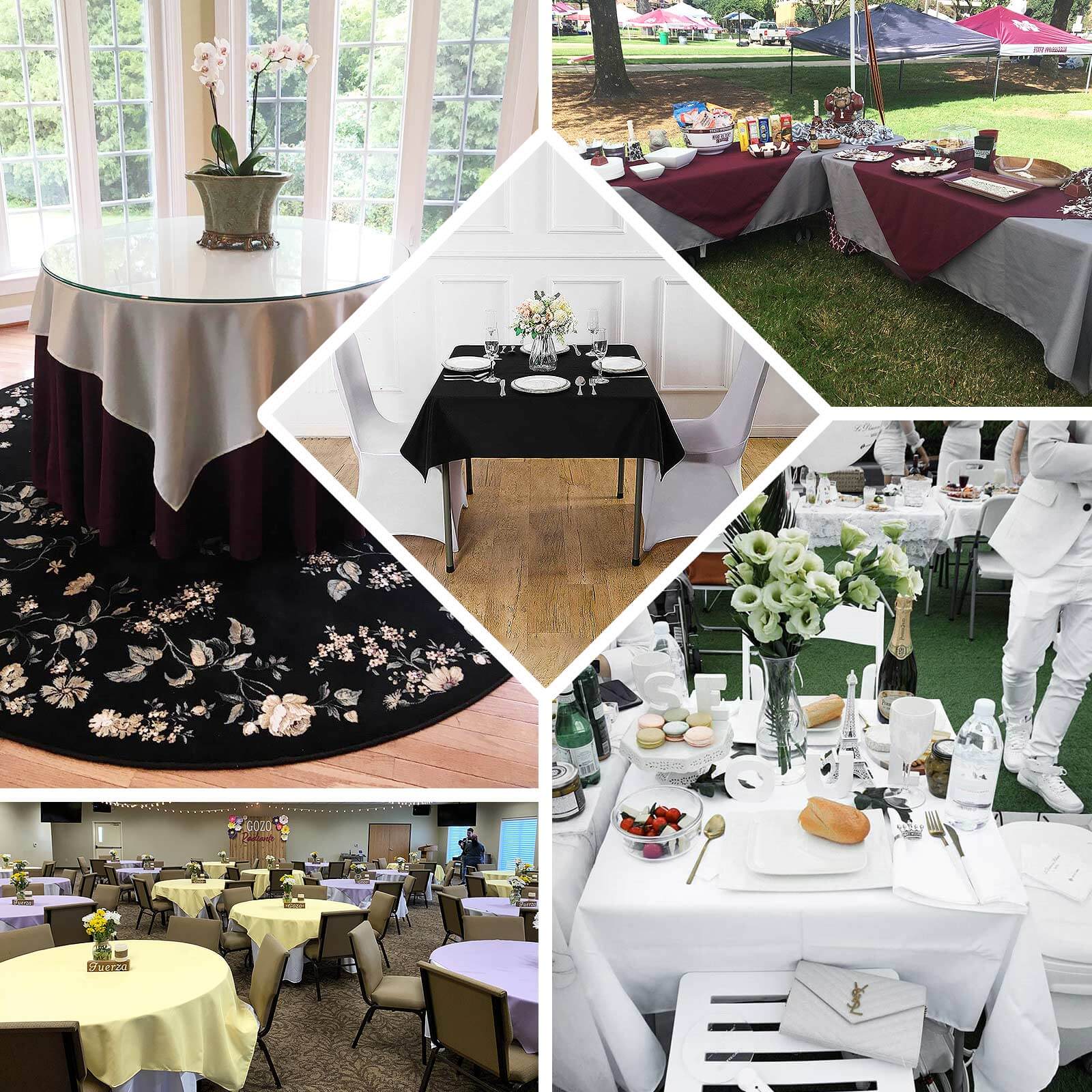 Hot Sale! Royal Blue 70x70 Premium Polyester Wrinkle-Resistant Square Table Cover for Events