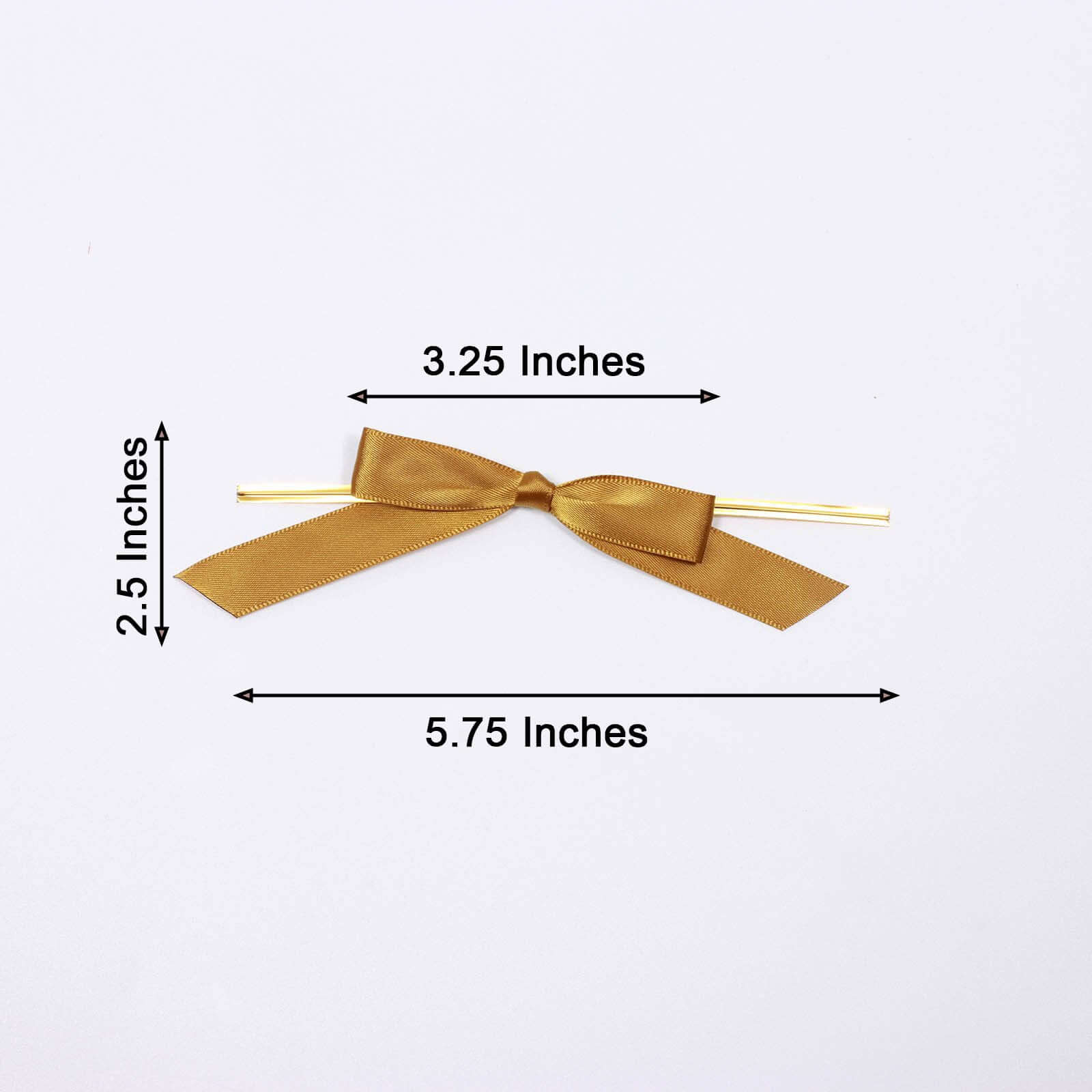 50 Pcs Gold Satin Ribbon Bows with Twist Ties - Ideal for Party Favors & Gifts