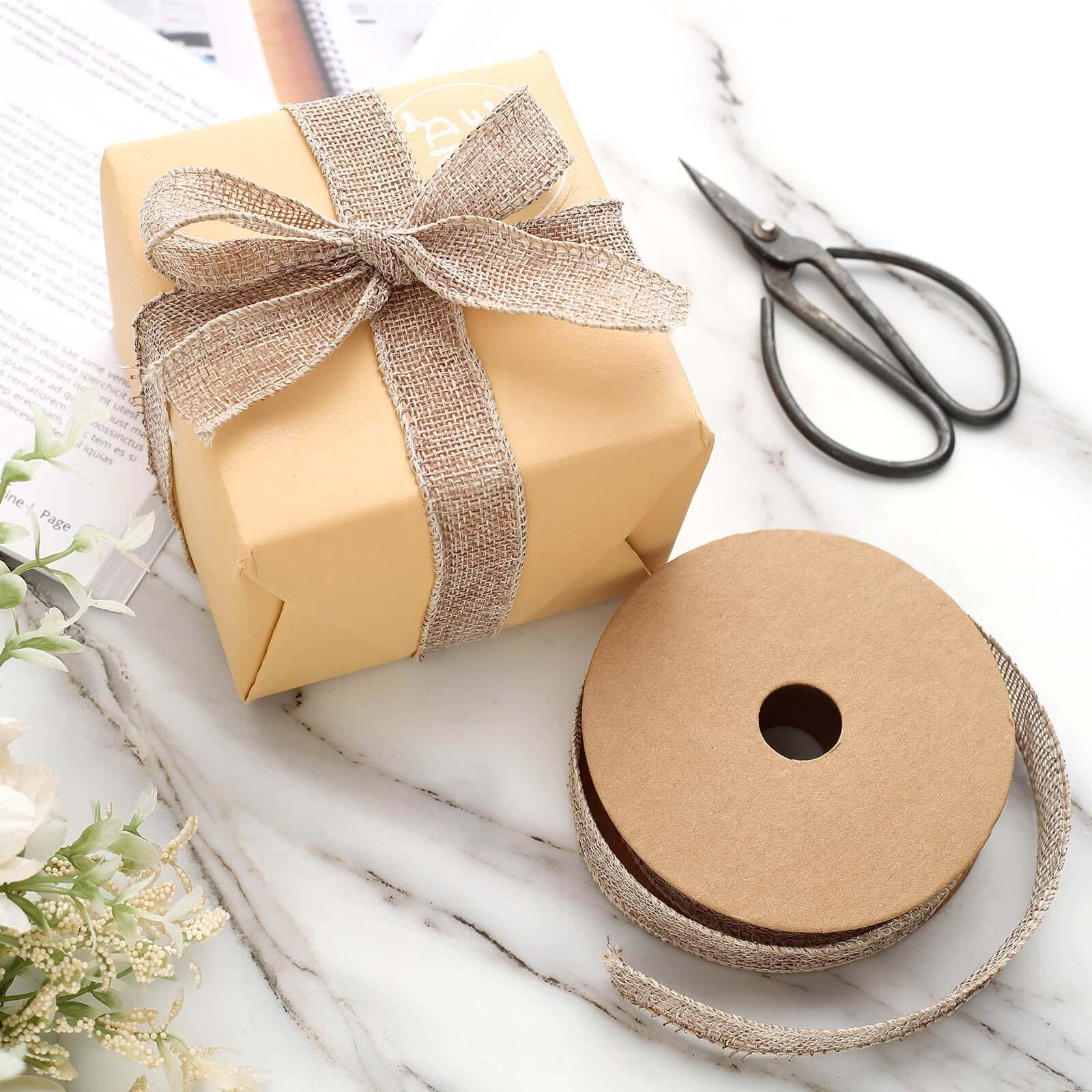 10 Yards 7/8 Natural Tone Jute Burlap Ribbons - Ideal for Decor