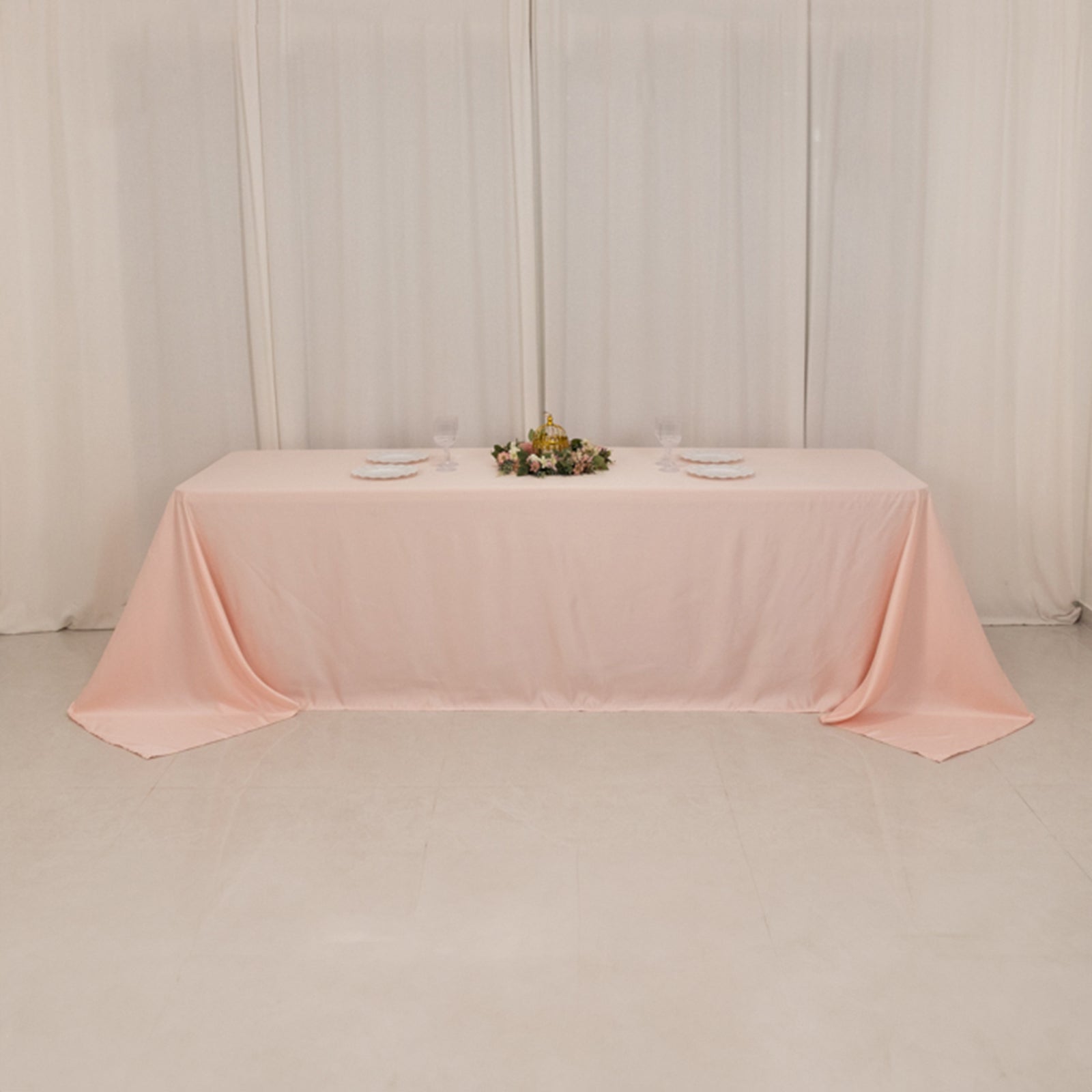 Luxurious Blush Lamour Satin Rectangle Tablecloth 90x156 - Soft & Seamless