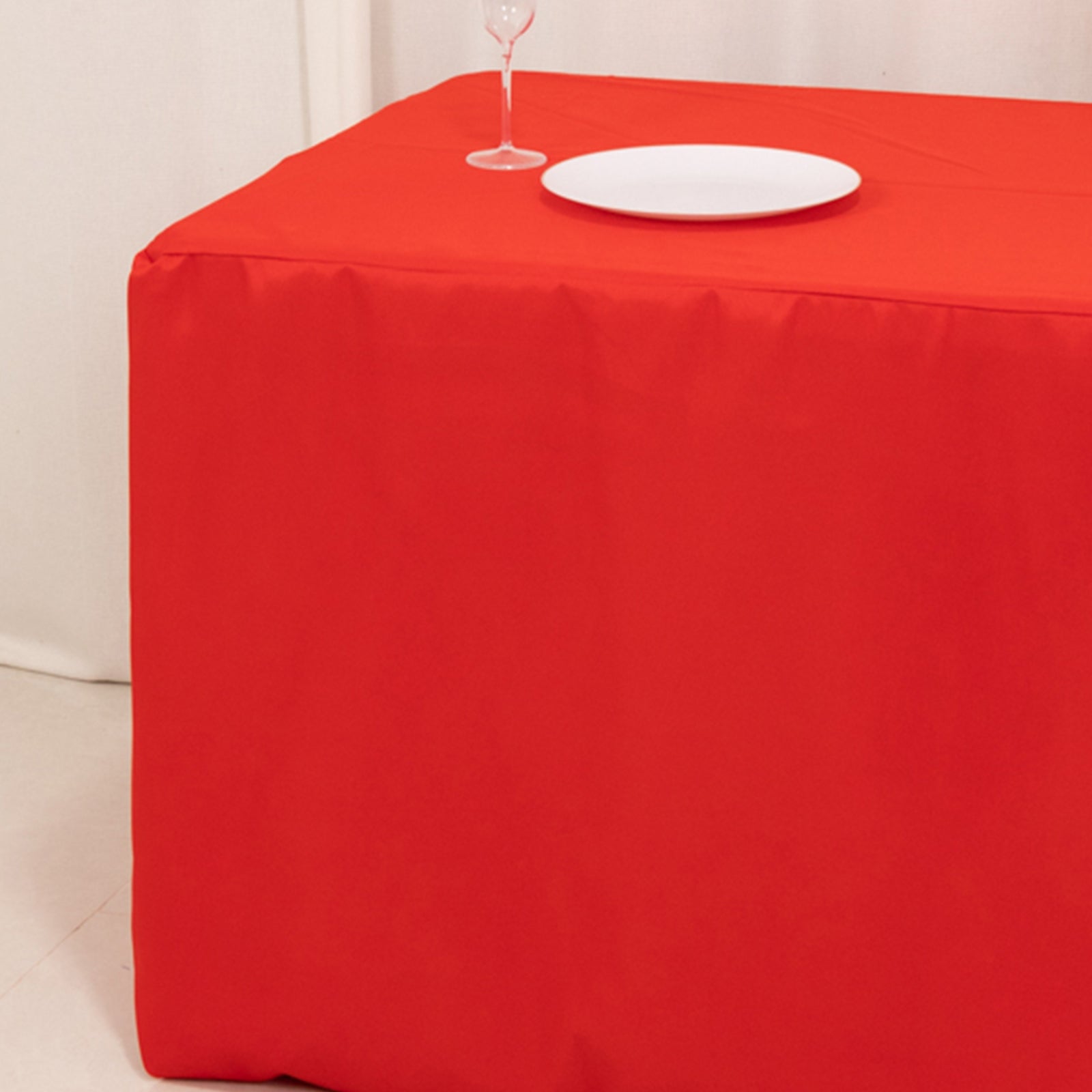 Hot Sale! Durable Red 6ft Rectangle Fitted Tablecloth Made of 220GSM Premium Polyester
