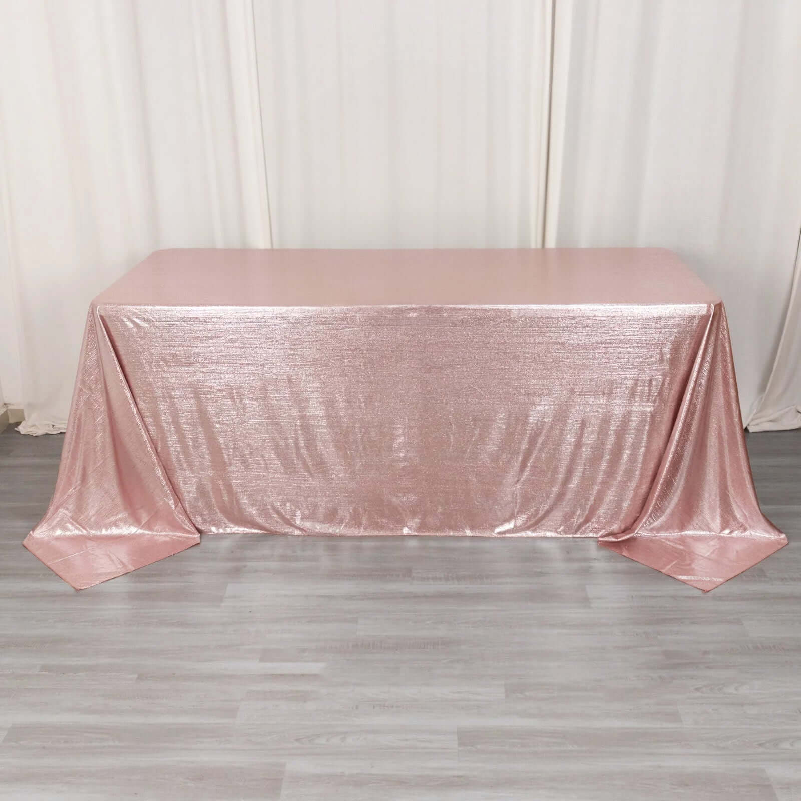 Rose Gold Shimmering Sequin Dots Polyester 90x132 Rectangle Wrinkle-Free Tablecloth
